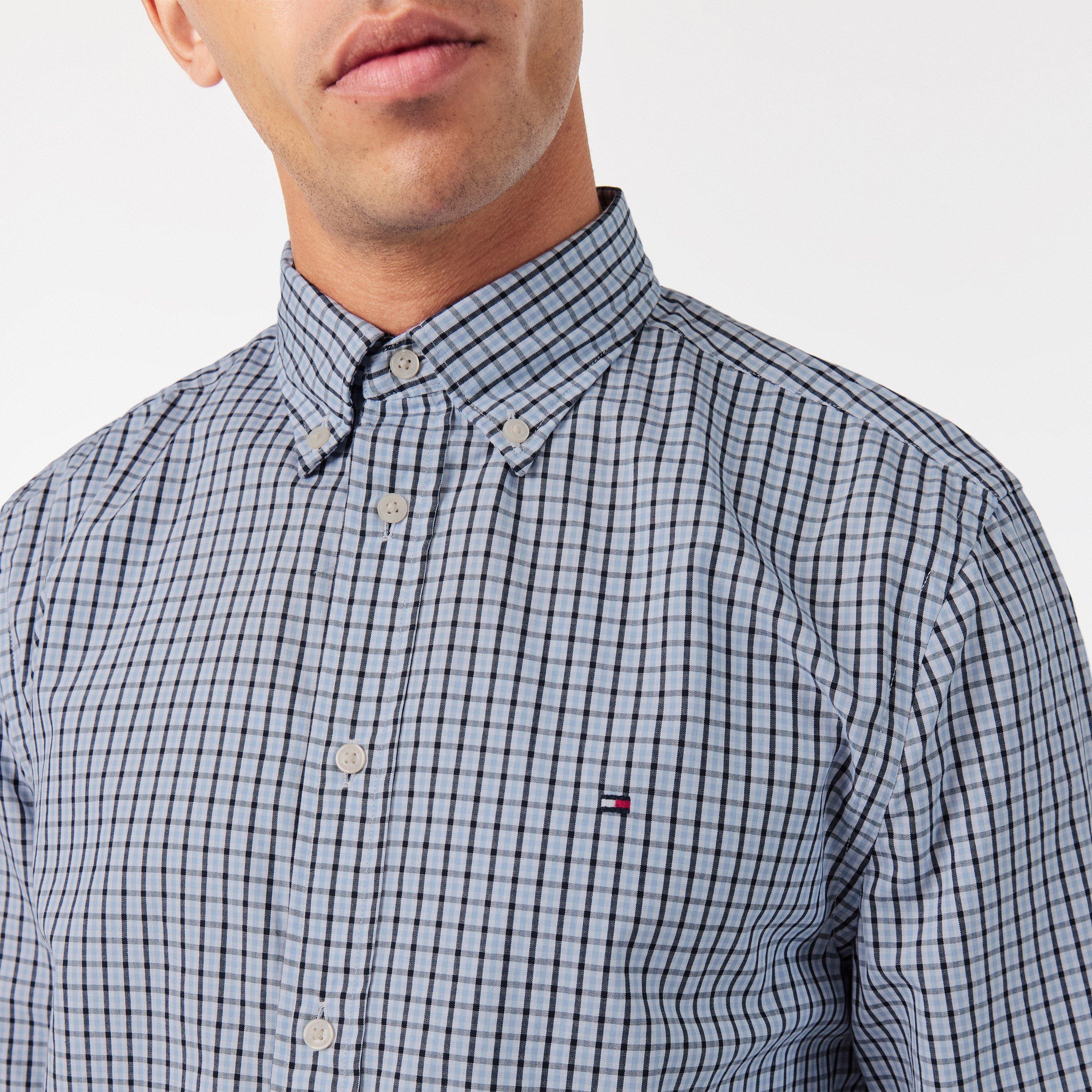Sweet Blue 0G1 - Tommy Hilfiger - Men's Flex Poplin Gingham Long-Sleeve Patterned Shirt - 5