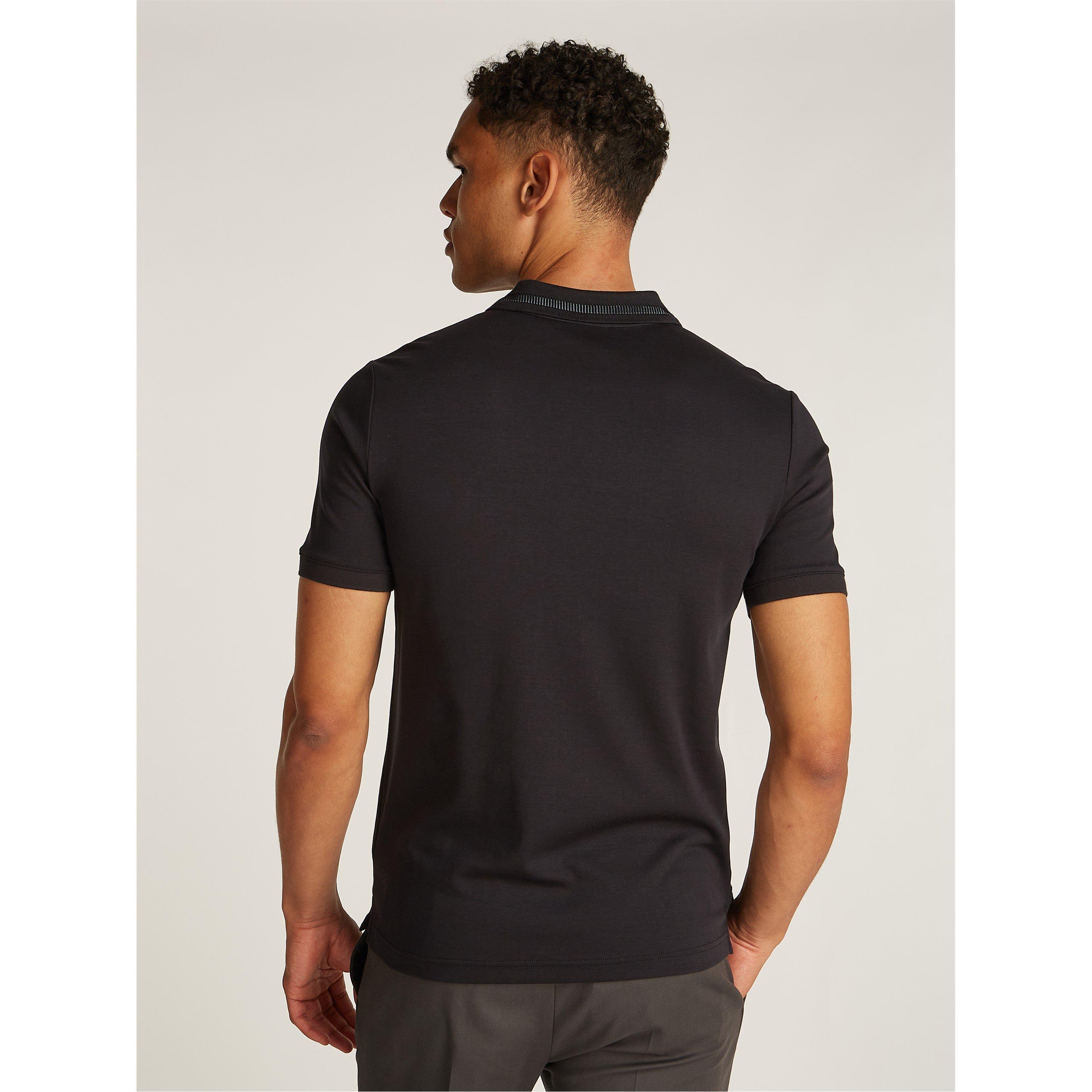 Ck Black BEH - Calvin Klein - Men's Liquid Touch Textured Collar Short-Sleeve Polo Shirt - 4