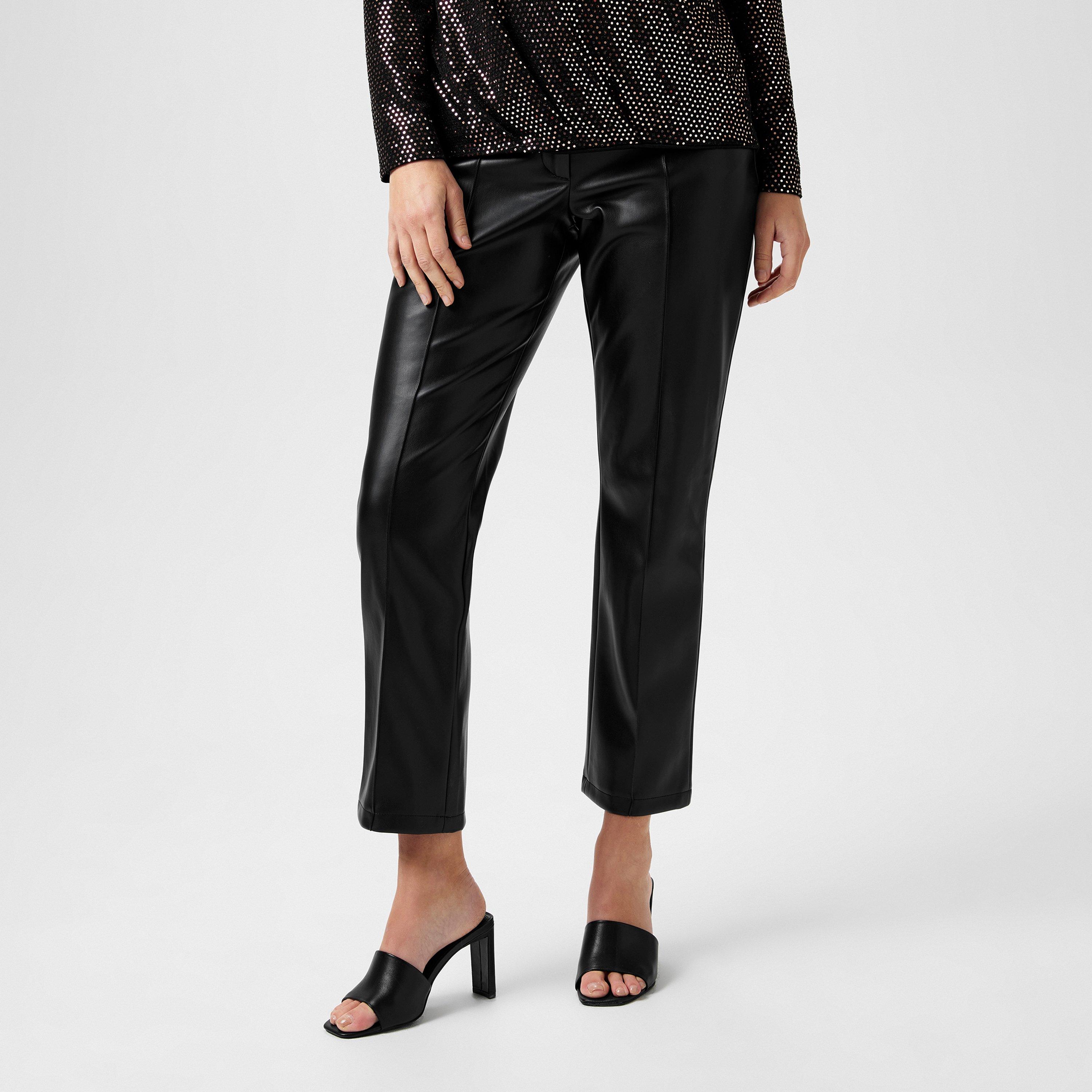 Black - Biba - PU Straight Leg Trouser - 1