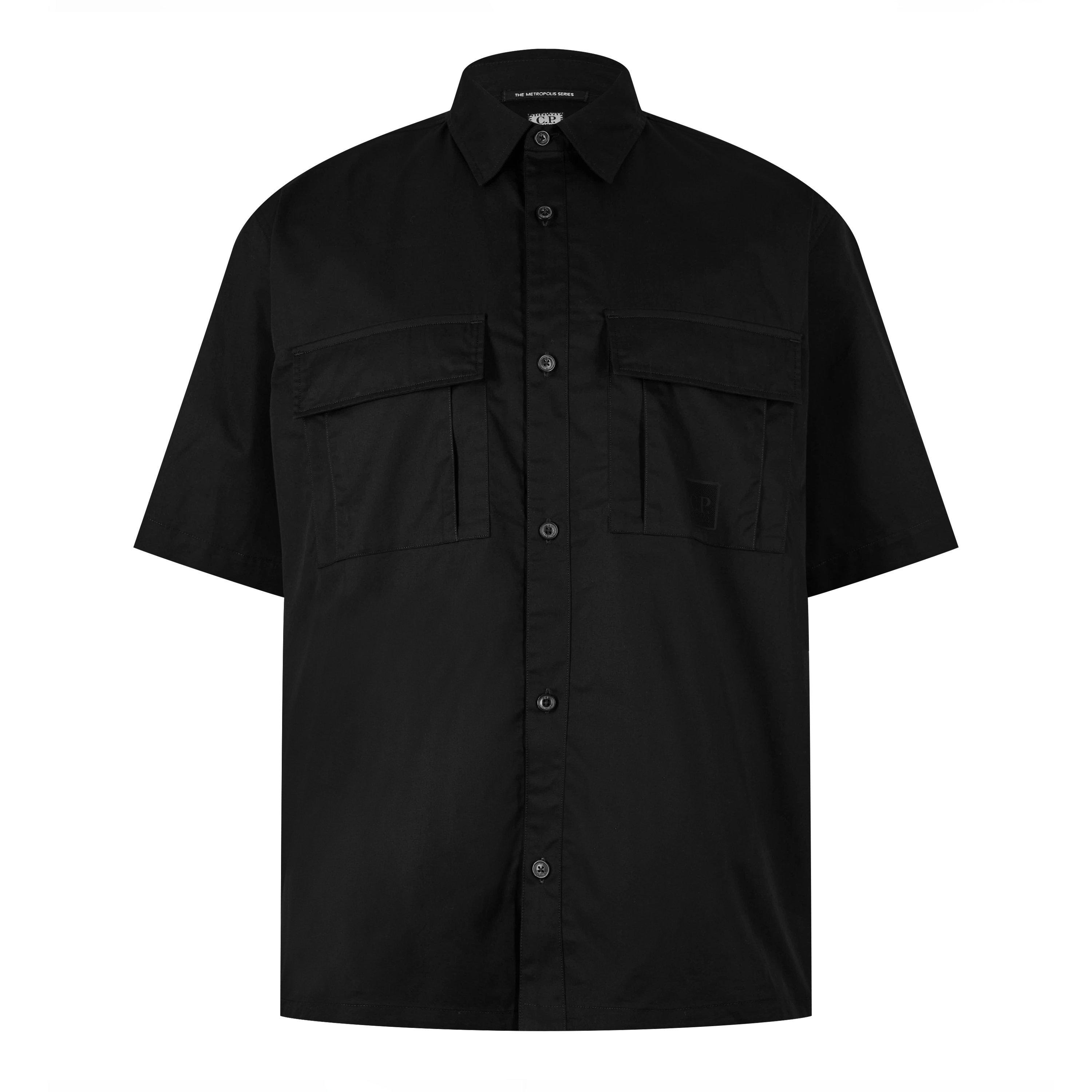 Black 999 - CP Company Metropolis - Men's Short-Sleeve Oxford Shirt - 1