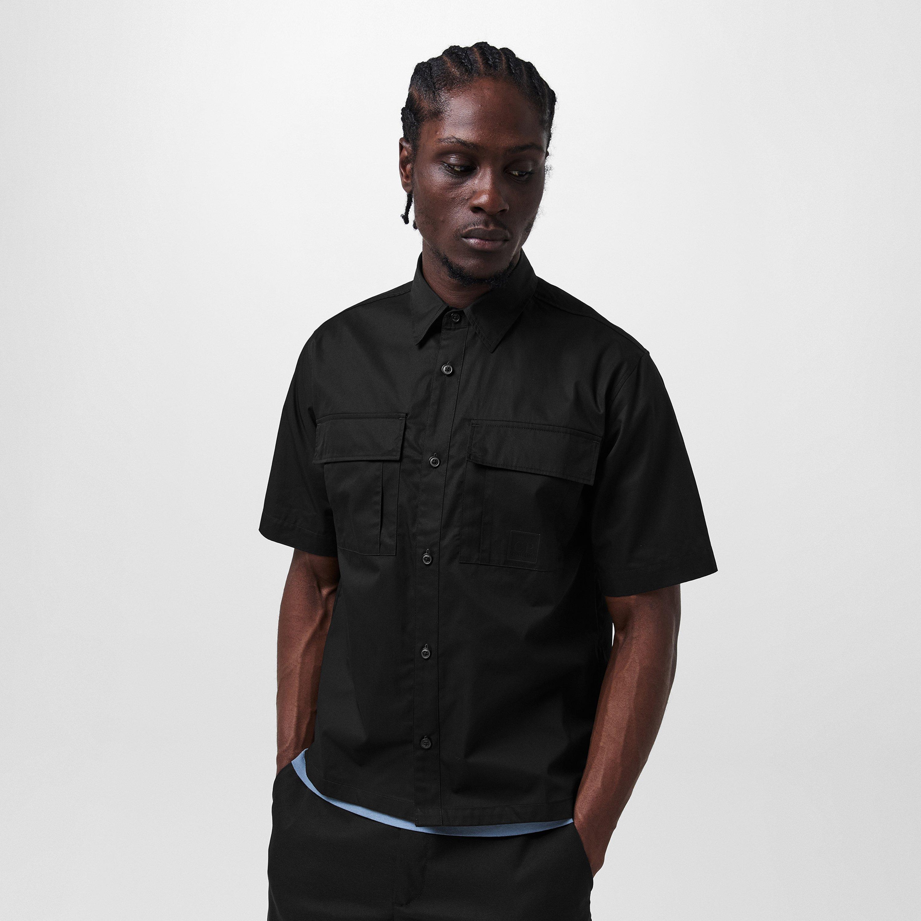 Black 999 - CP Company Metropolis - Men's Short-Sleeve Oxford Shirt - 3