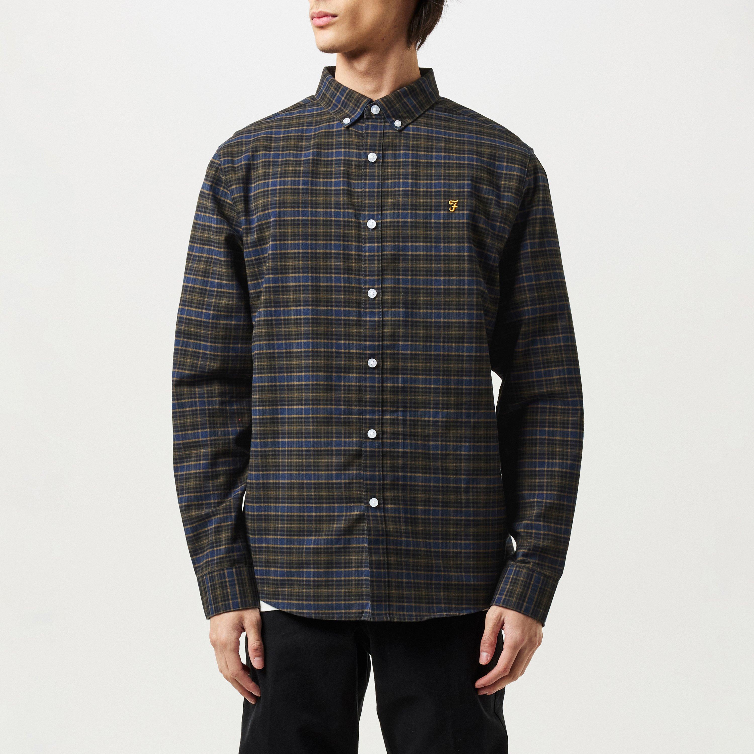 Farah Men's Alban Slim Fit Check Shirt - Black Watch - Large