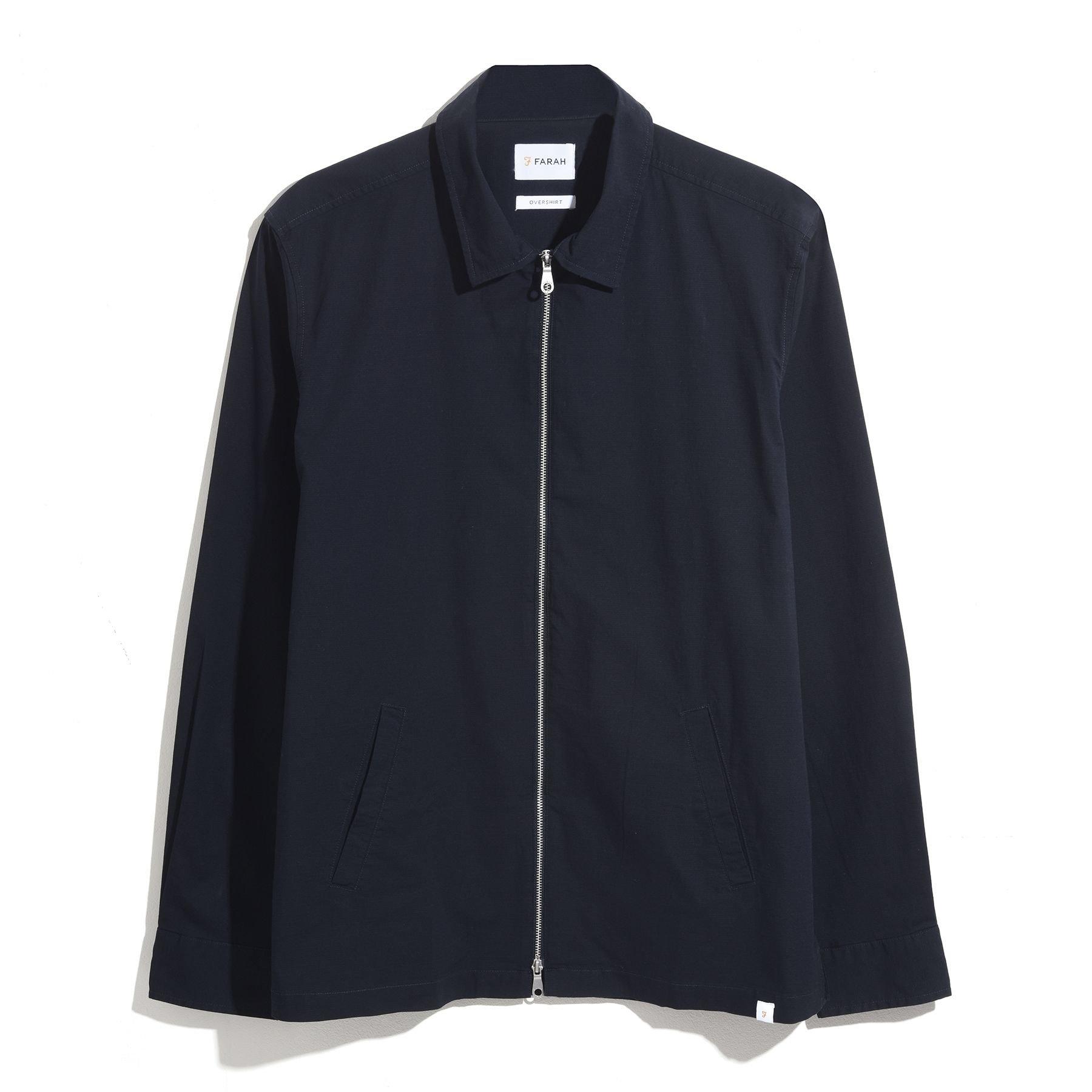 Farah Men's Long-Sleeve Plain Shirt - True Navy - Small