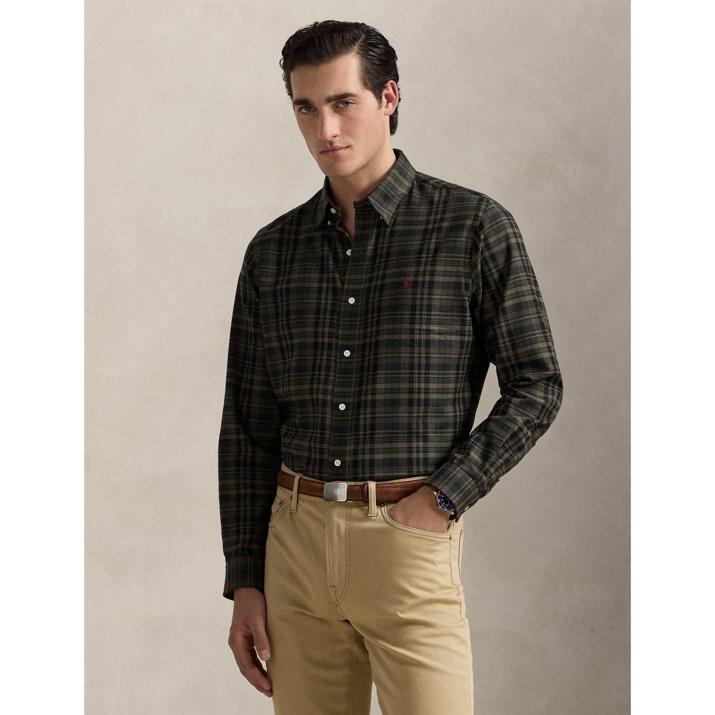 Olv Khaki Multi - Polo Ralph Lauren - Check Twill Long Sleeve Shirt - 2