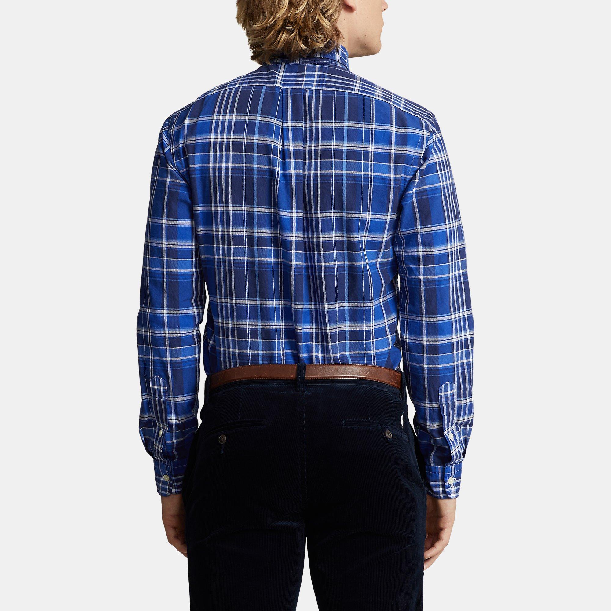 Blue Multi - Polo Ralph Lauren - Custom Fit Plaid Oxford Shirt - 3