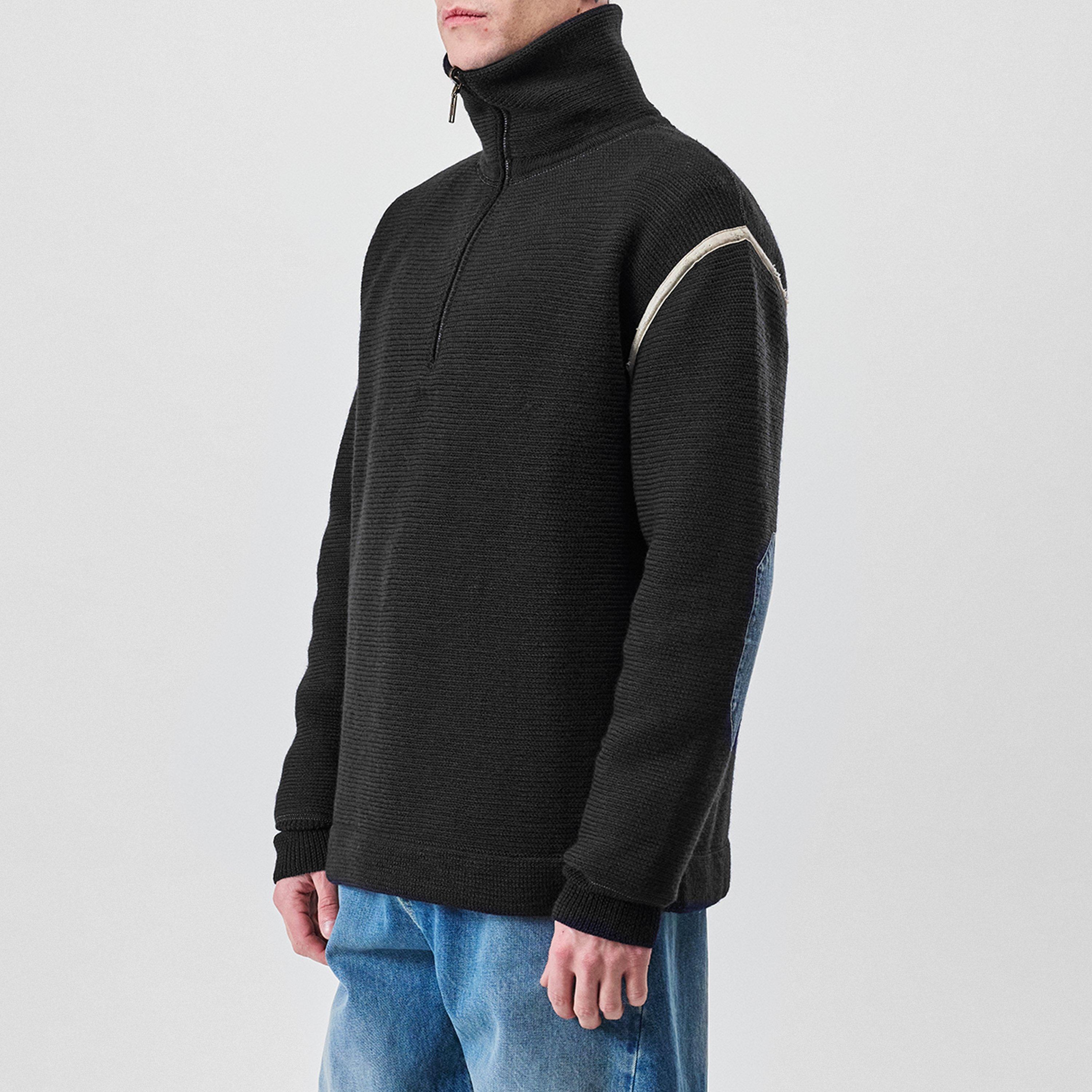 Black - Maison Margiela - Half Zip Knit Sweater - 2