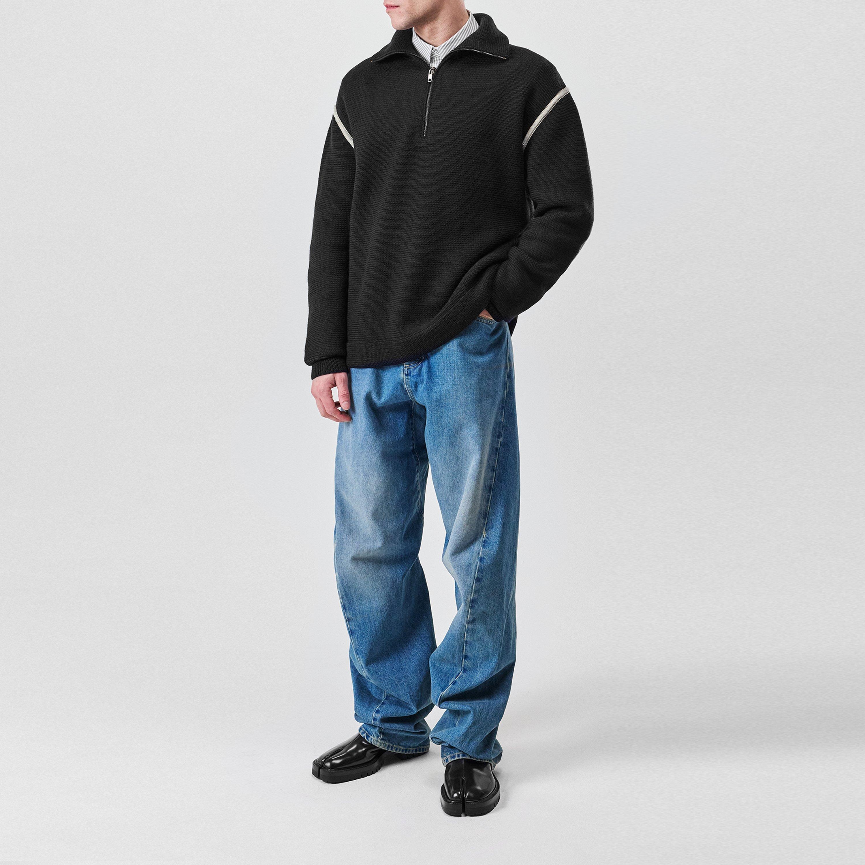 Black - Maison Margiela - Half Zip Knit Sweater - 4