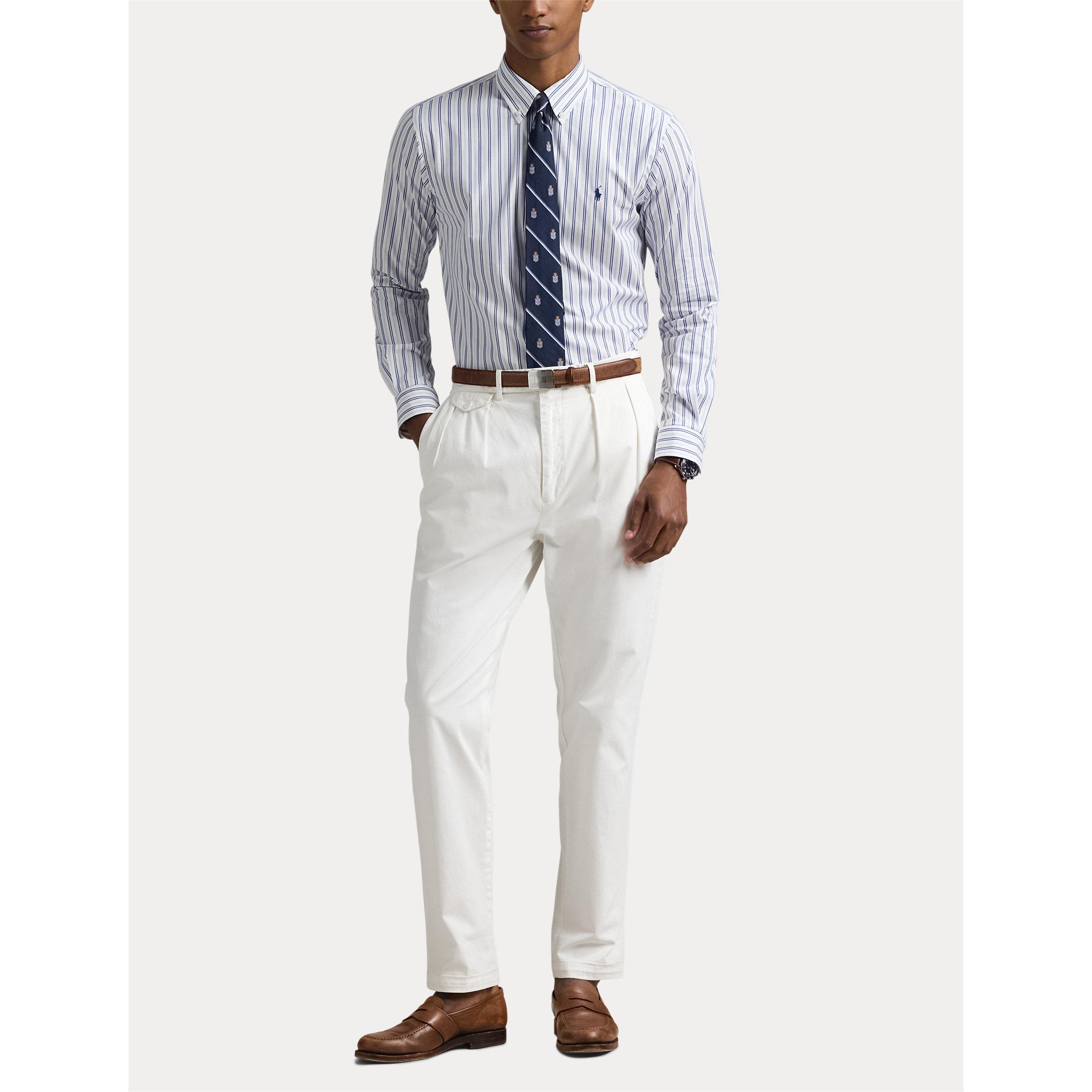 Wht Blue Multi - Polo Ralph Lauren - Long Sleeve Striped Poplin Shirt - 5