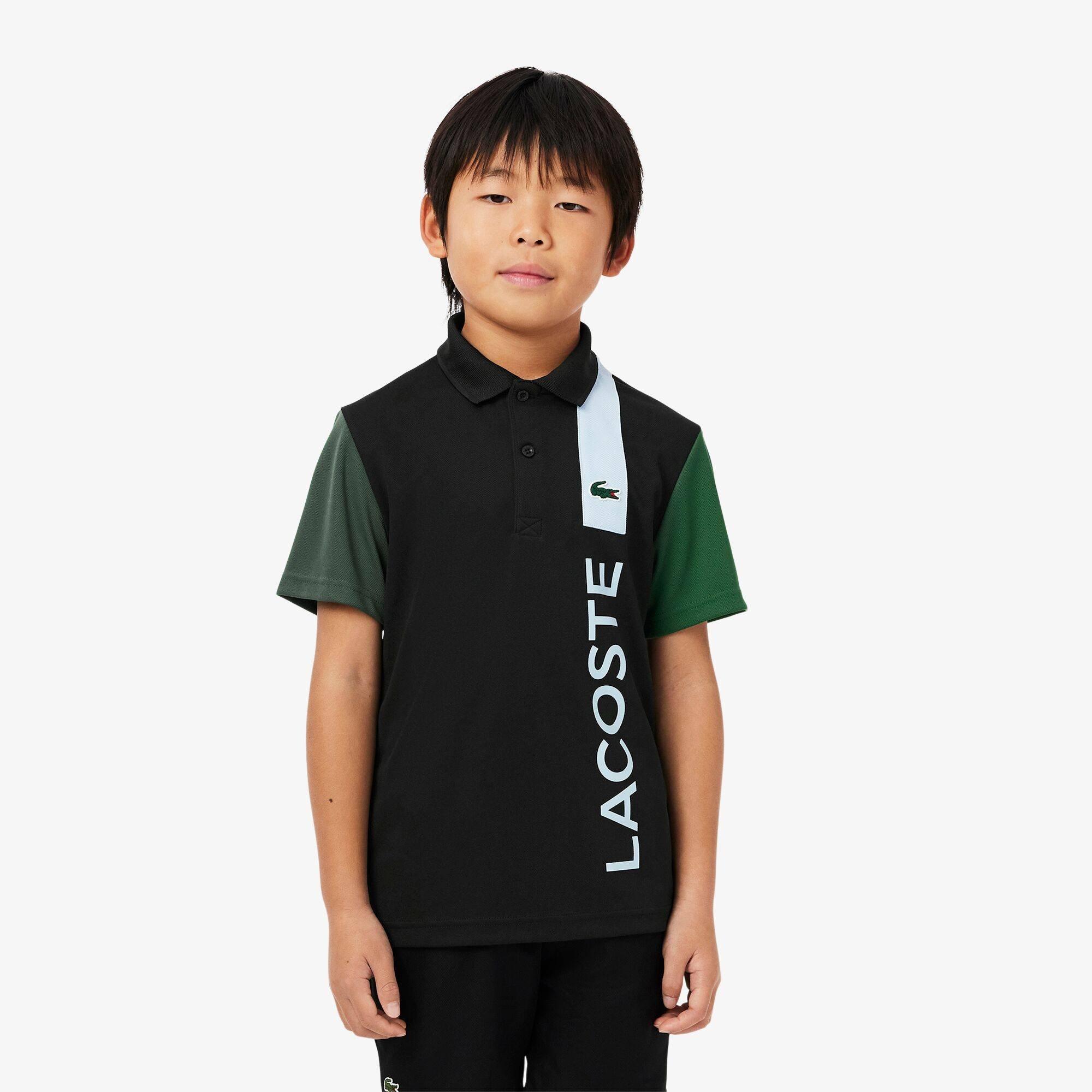 Black GI8 - Lacoste - Kids' Crocodile Logo Breathable Short Sleeve Polo Shirt - 1
