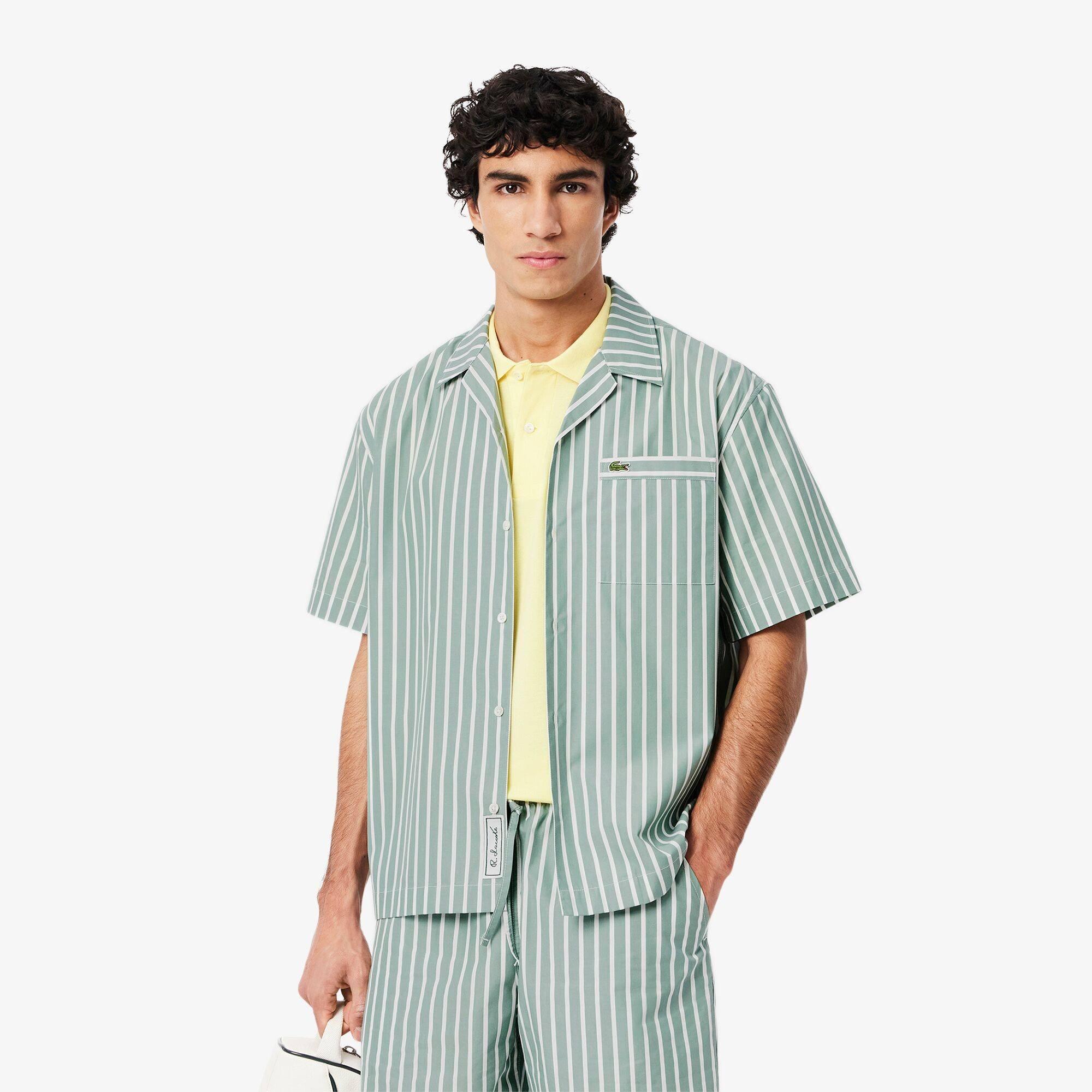 Green BLI - Lacoste - Men's Short-Sleeve Striped Patterned Shirt - 1