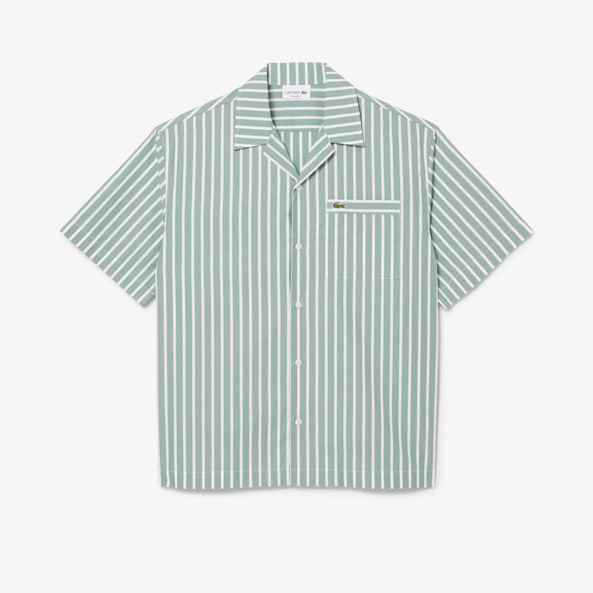 Green BLI - Lacoste - Men's Short-Sleeve Striped Patterned Shirt - 4