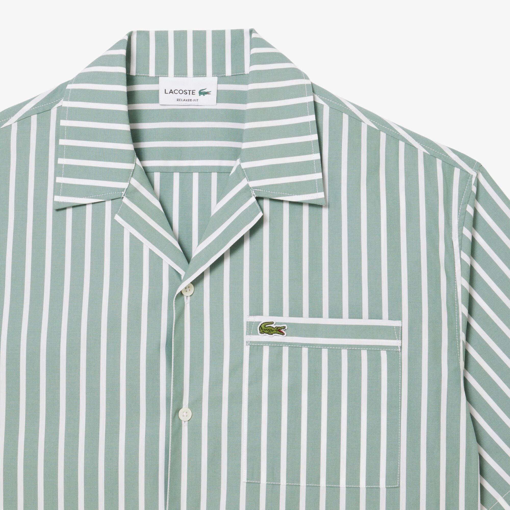 Green BLI - Lacoste - Men's Short-Sleeve Striped Patterned Shirt - 5