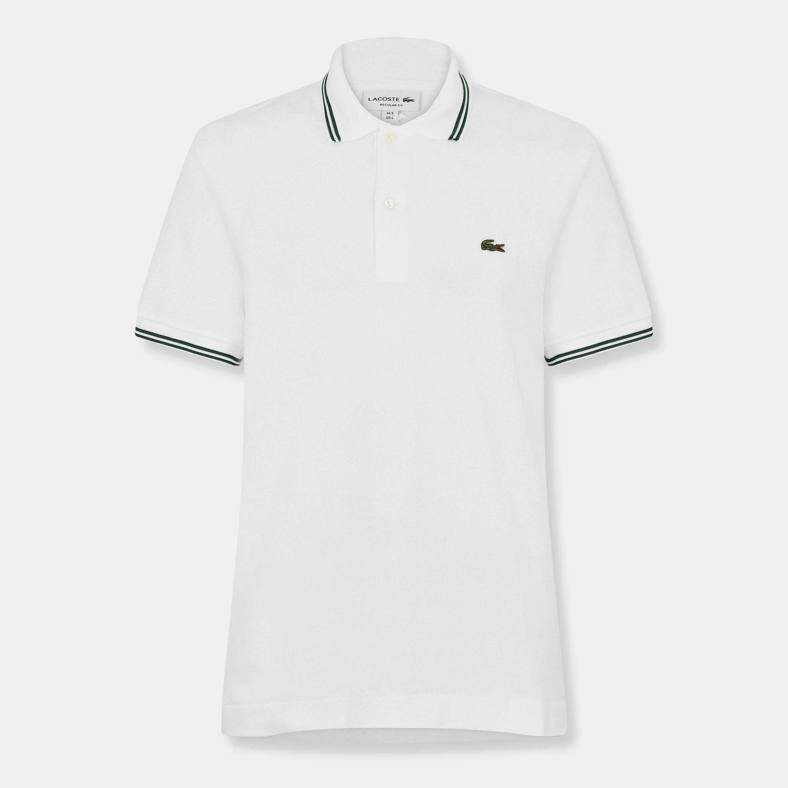 Lacoste Men's White 001 Tipped Short-Sleeve Polo Shirt - L