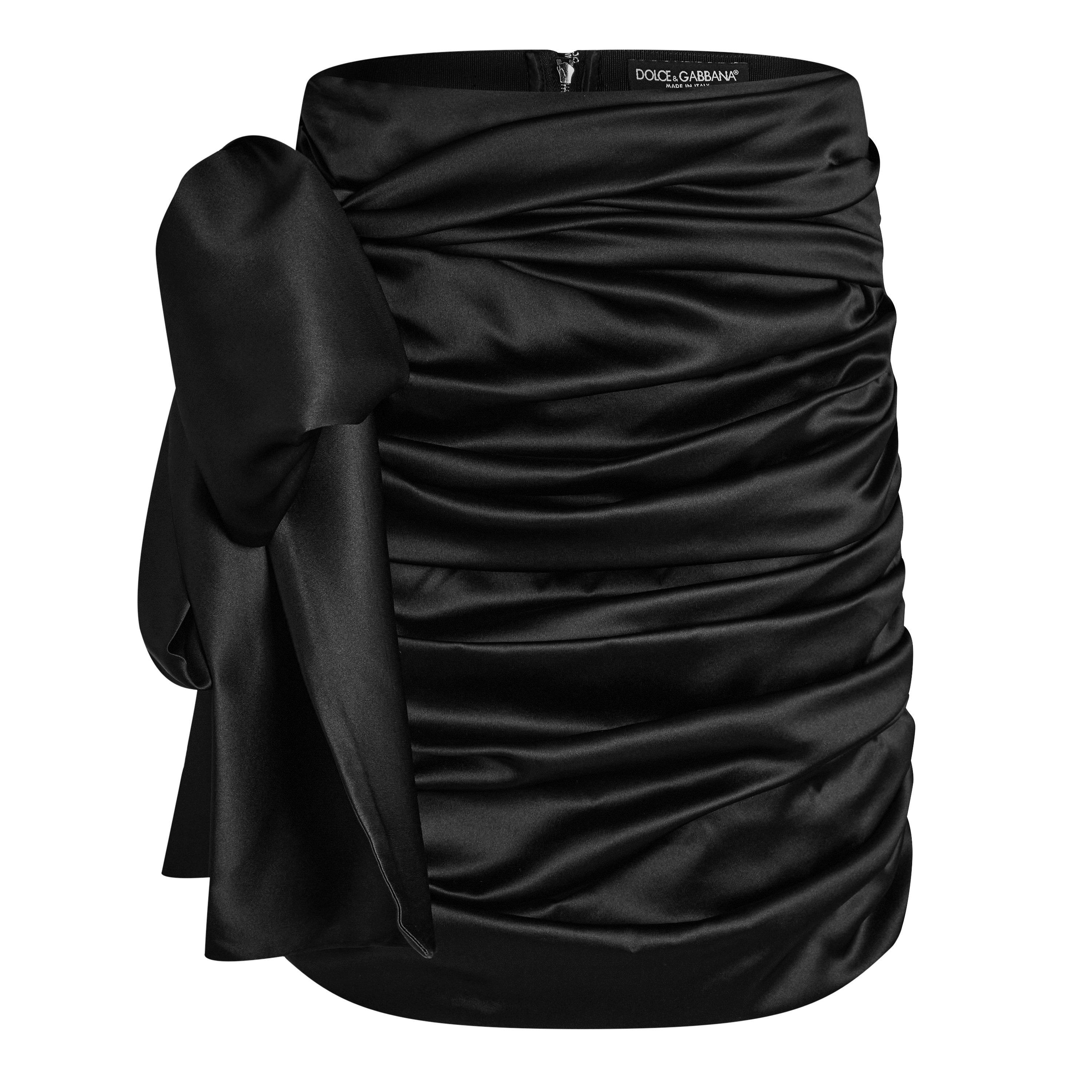 Black - Dolce and Gabbana - Ruched Silk-Blend Satin Miniskirt - 6