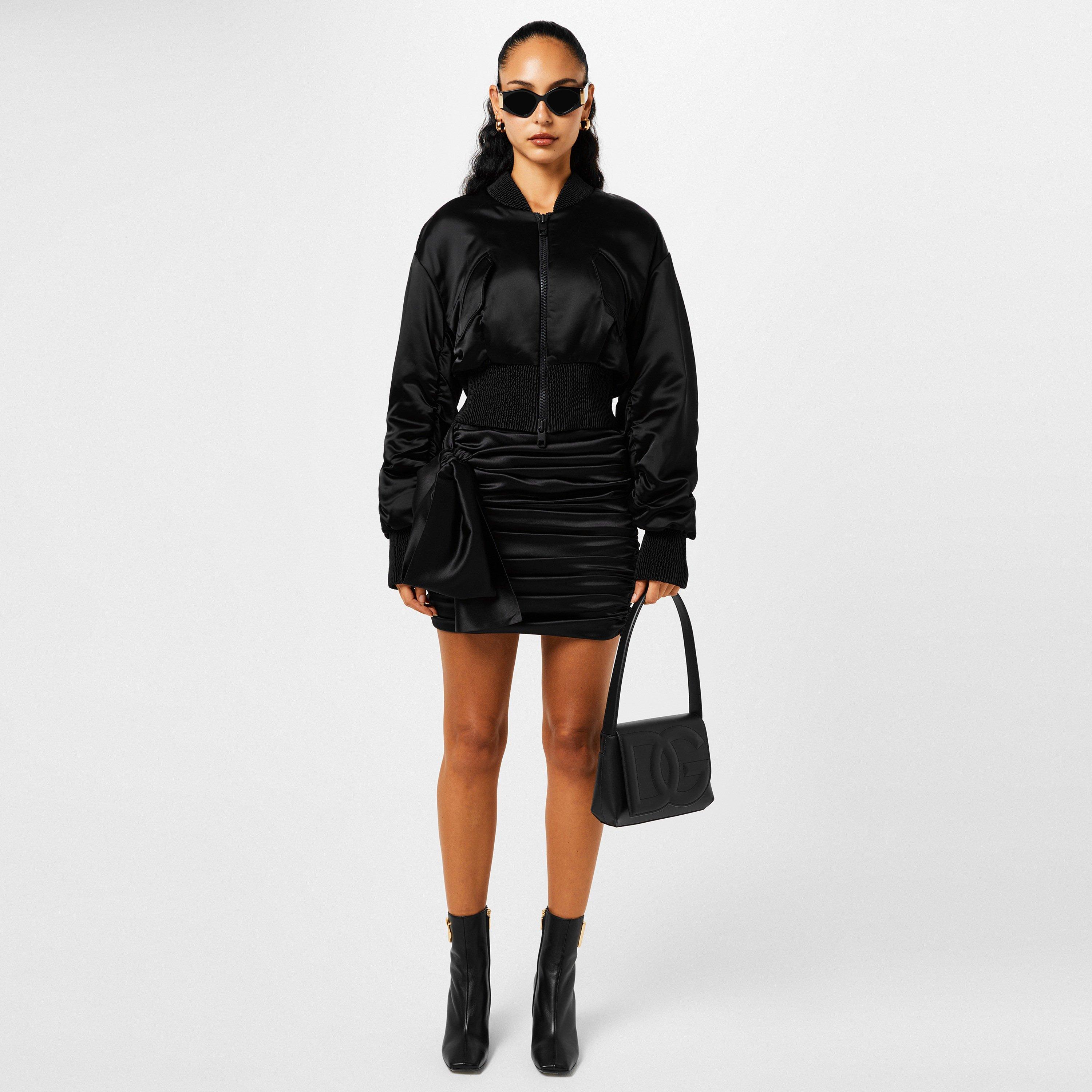 Black - Dolce and Gabbana - Ruched Silk-Blend Satin Miniskirt - 4