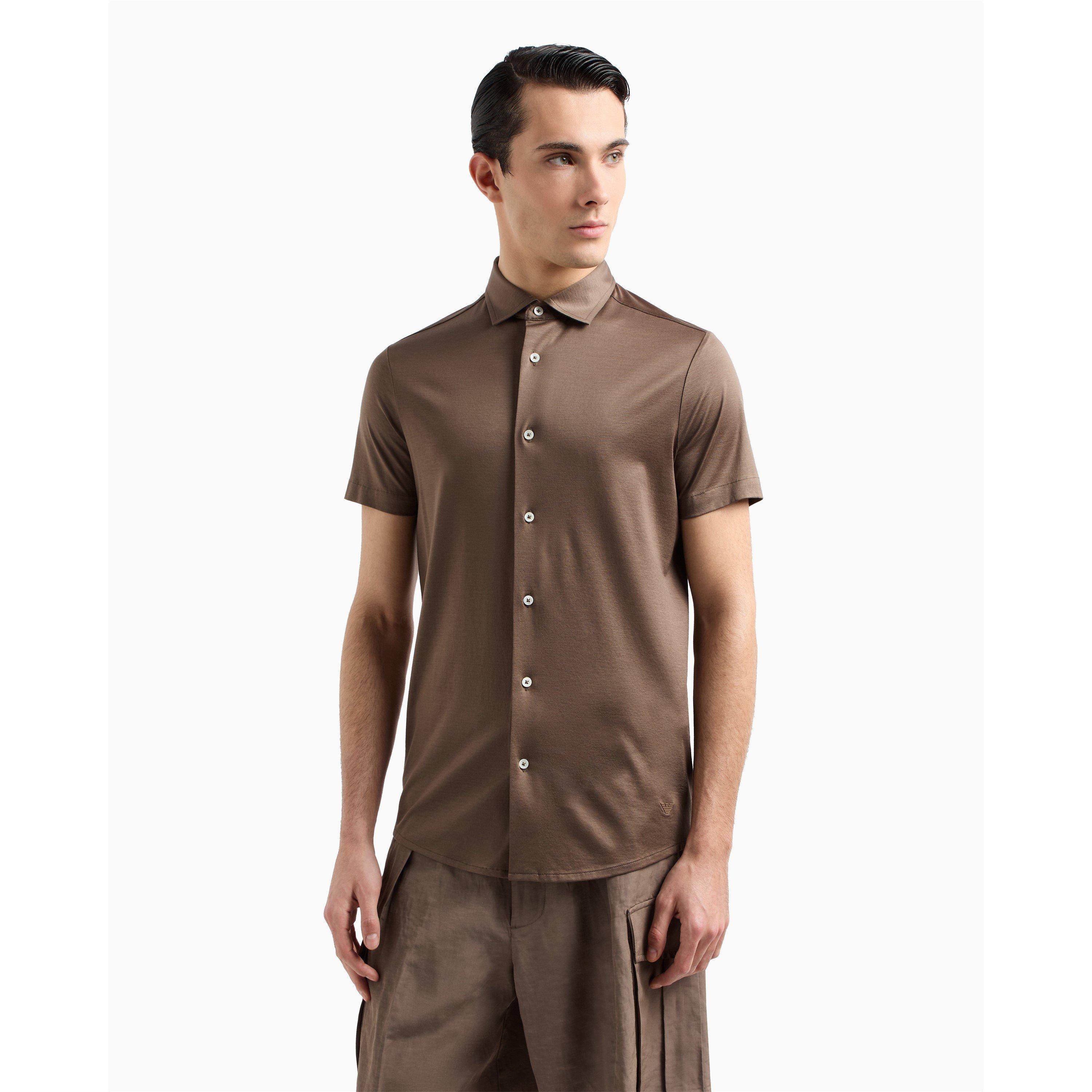 Chocolate Chip - Emporio Armani - Men's Short-Sleeve Plain Shirt - 2