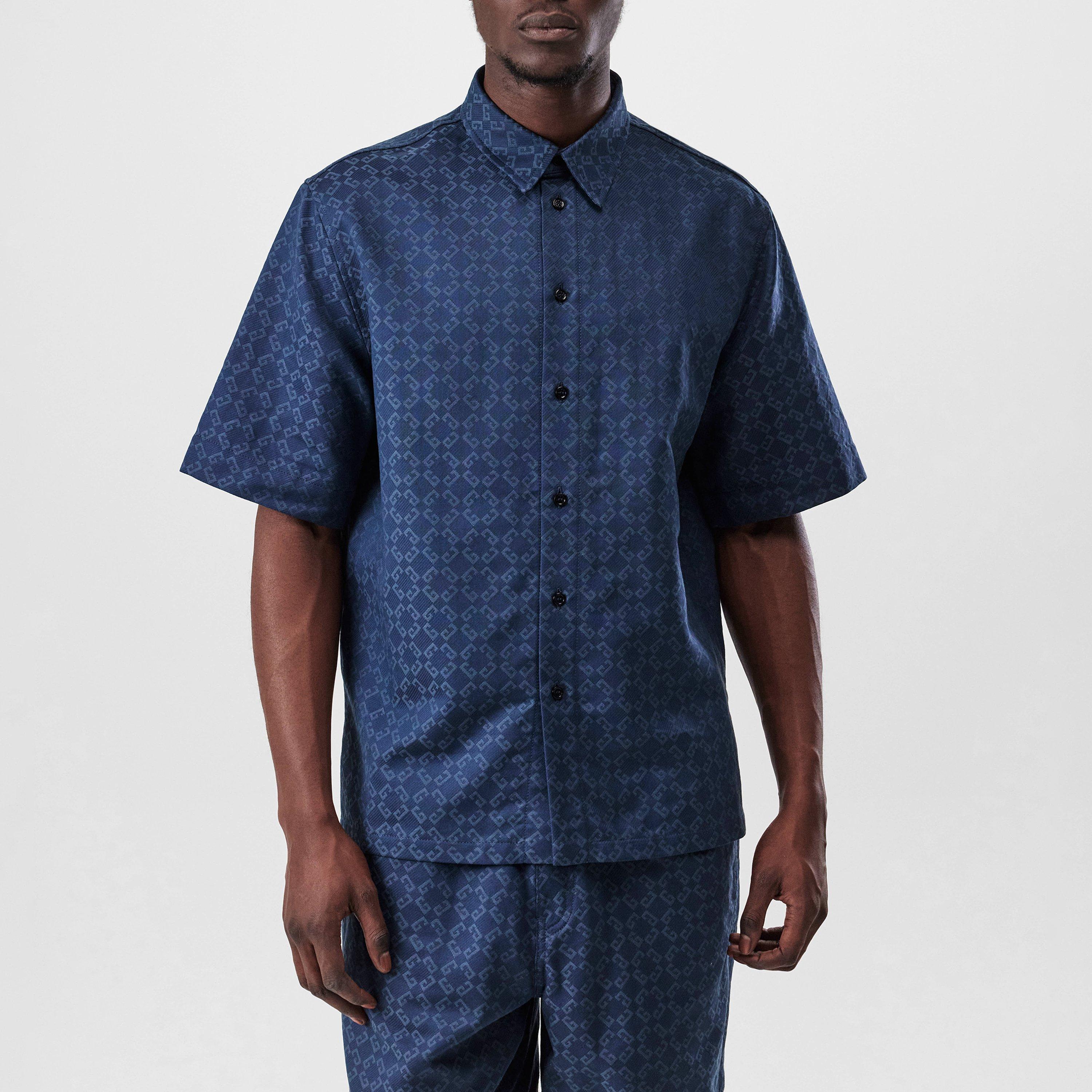 GIVENCHY Monogram Short Sleeve Shirt - Blue - Size M (48)