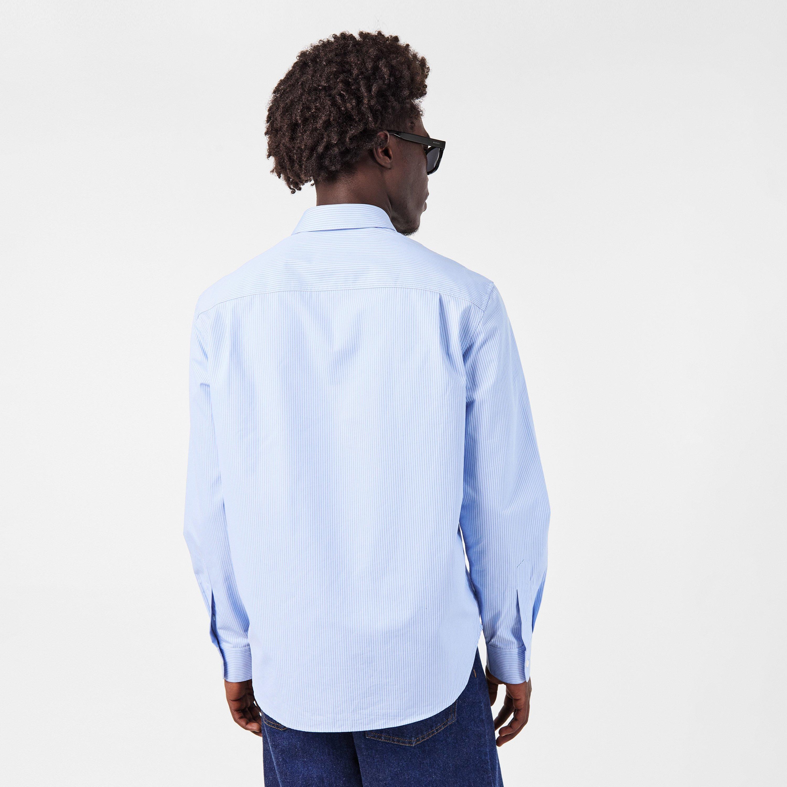 Azure/Blue/Mc - Gucci - Embroidered Poplin Oxford Shirt - 4
