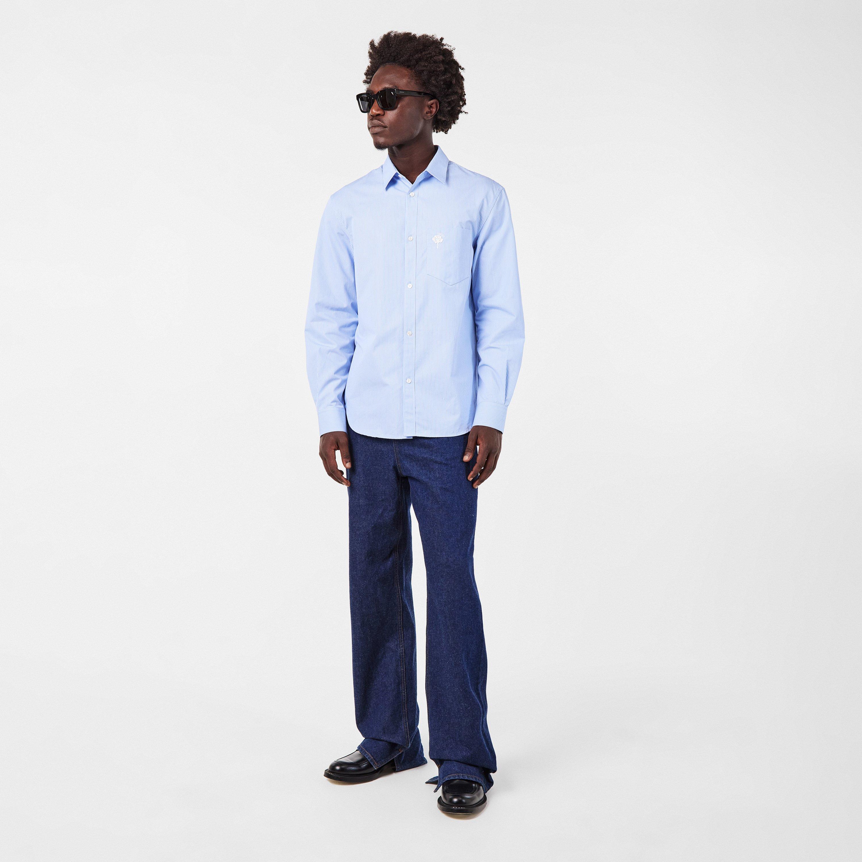 Azure/Blue/Mc - Gucci - Embroidered Poplin Oxford Shirt - 6