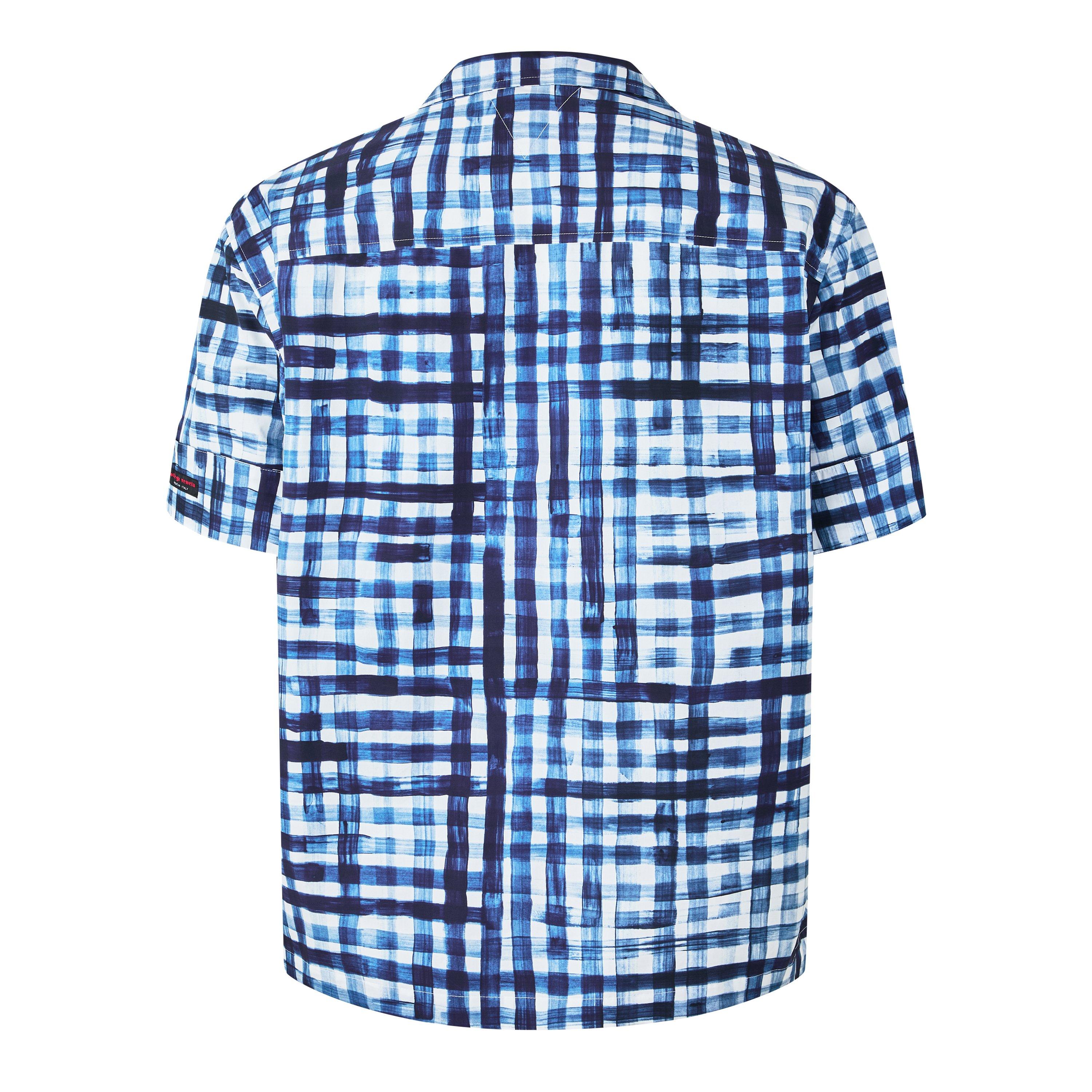 Chalk/Eclipse - Bottega Veneta - Men's Gingham Short Sleeve Shirt - 7
