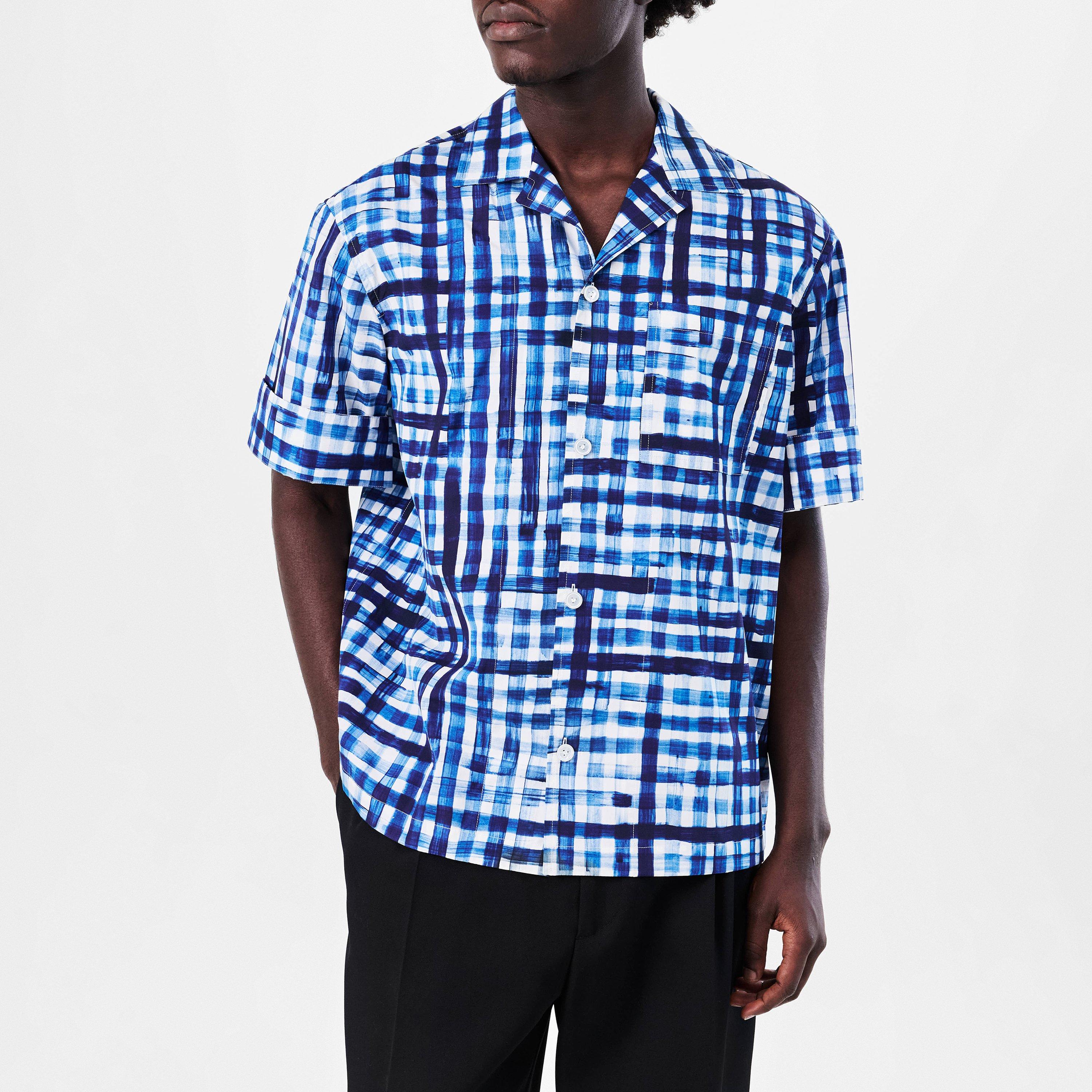 Chalk/Eclipse - Bottega Veneta - Men's Gingham Short Sleeve Shirt - 3