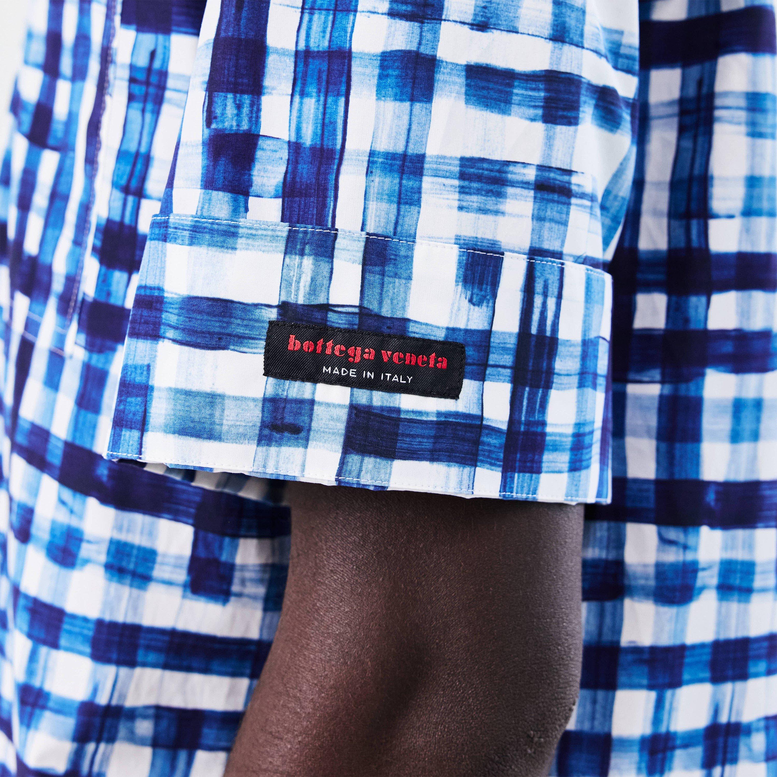 Chalk/Eclipse - Bottega Veneta - Men's Gingham Short Sleeve Shirt - 5