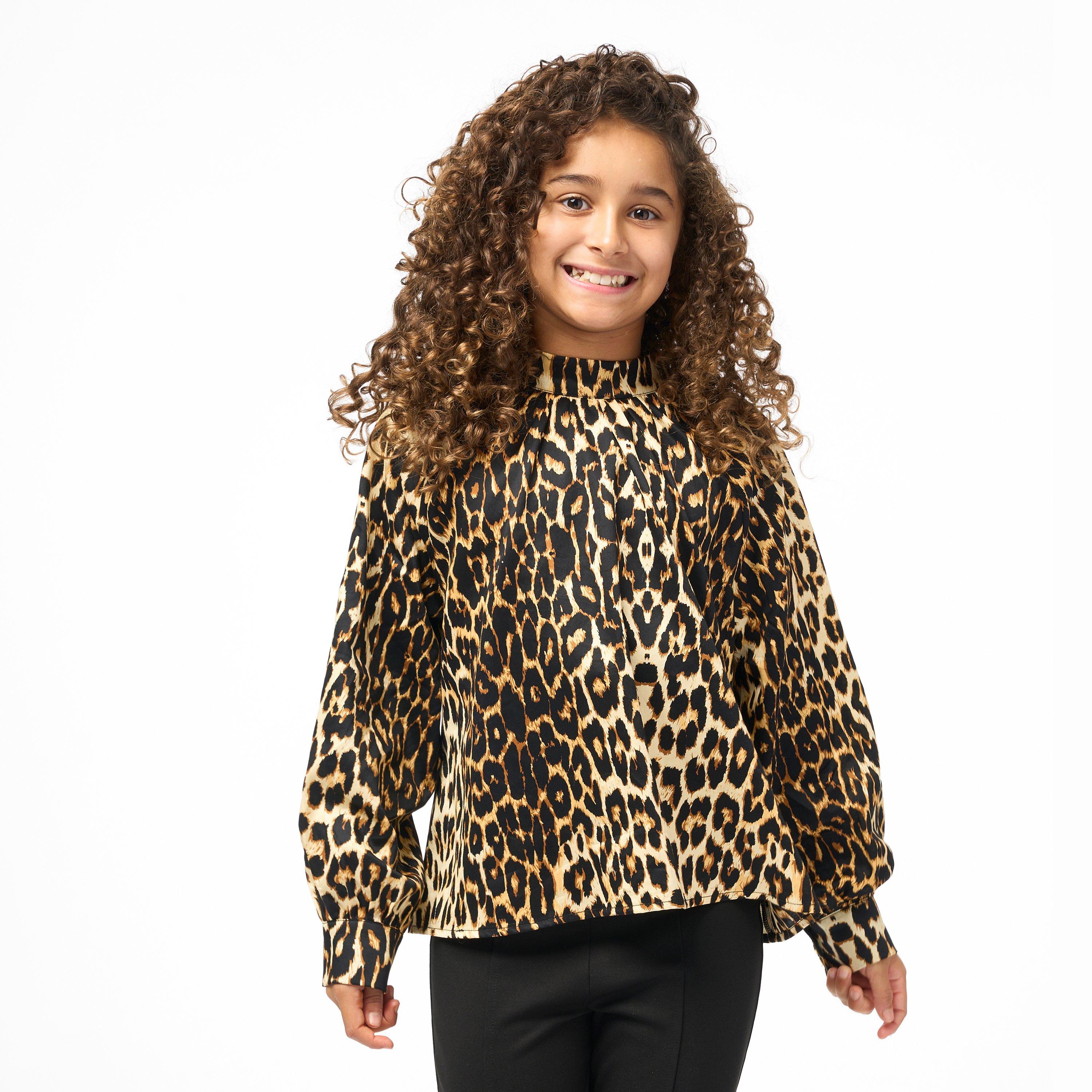 Biba Girls Junior Balloon Sleeve Blouse - Leopard - Age 11-12