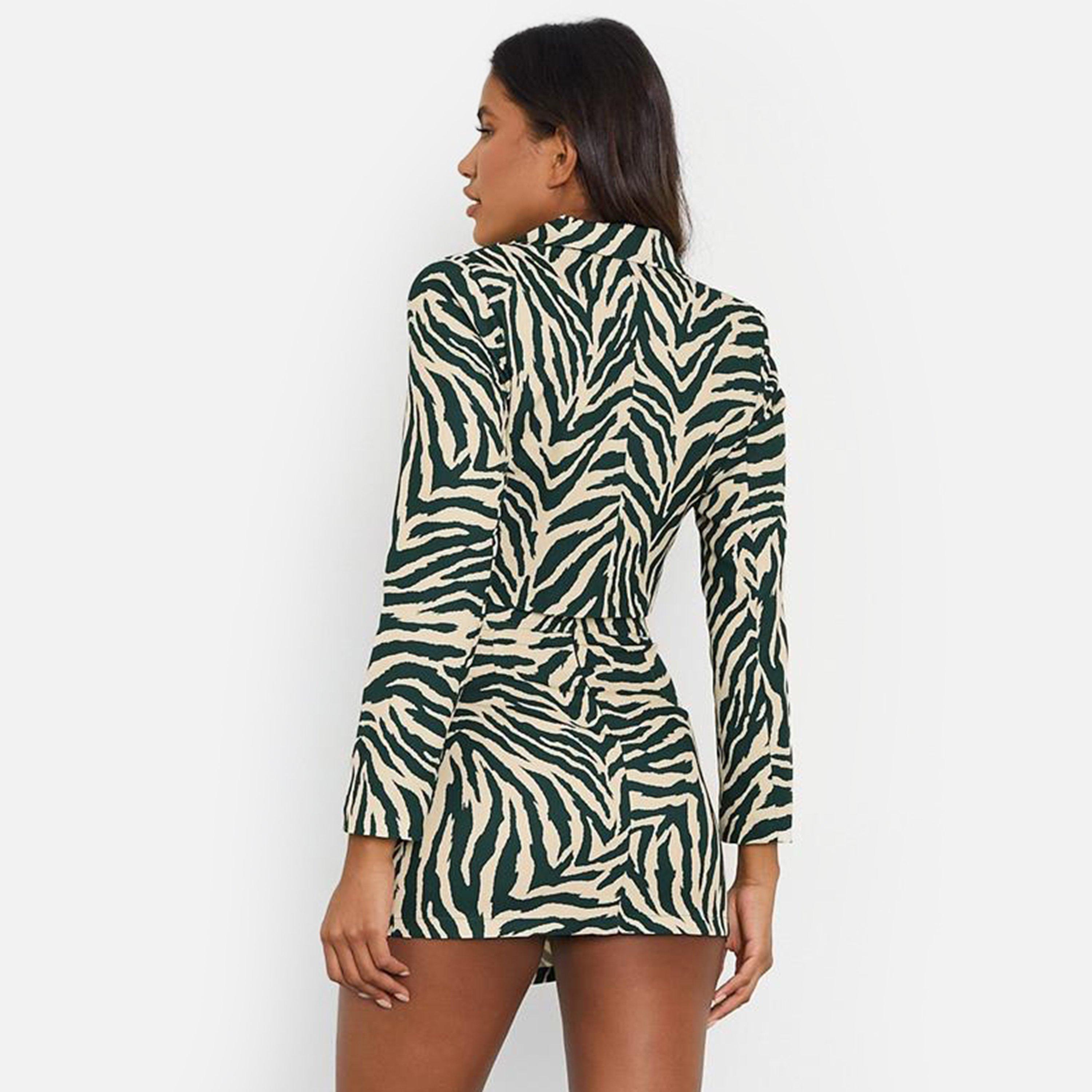 Groen - I Saw It First - ISAWITFIRST Zebra Printed Belted Mini Wrap Skirt - 4