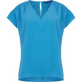 French Connection Smocked Shoulder V-Neck Top