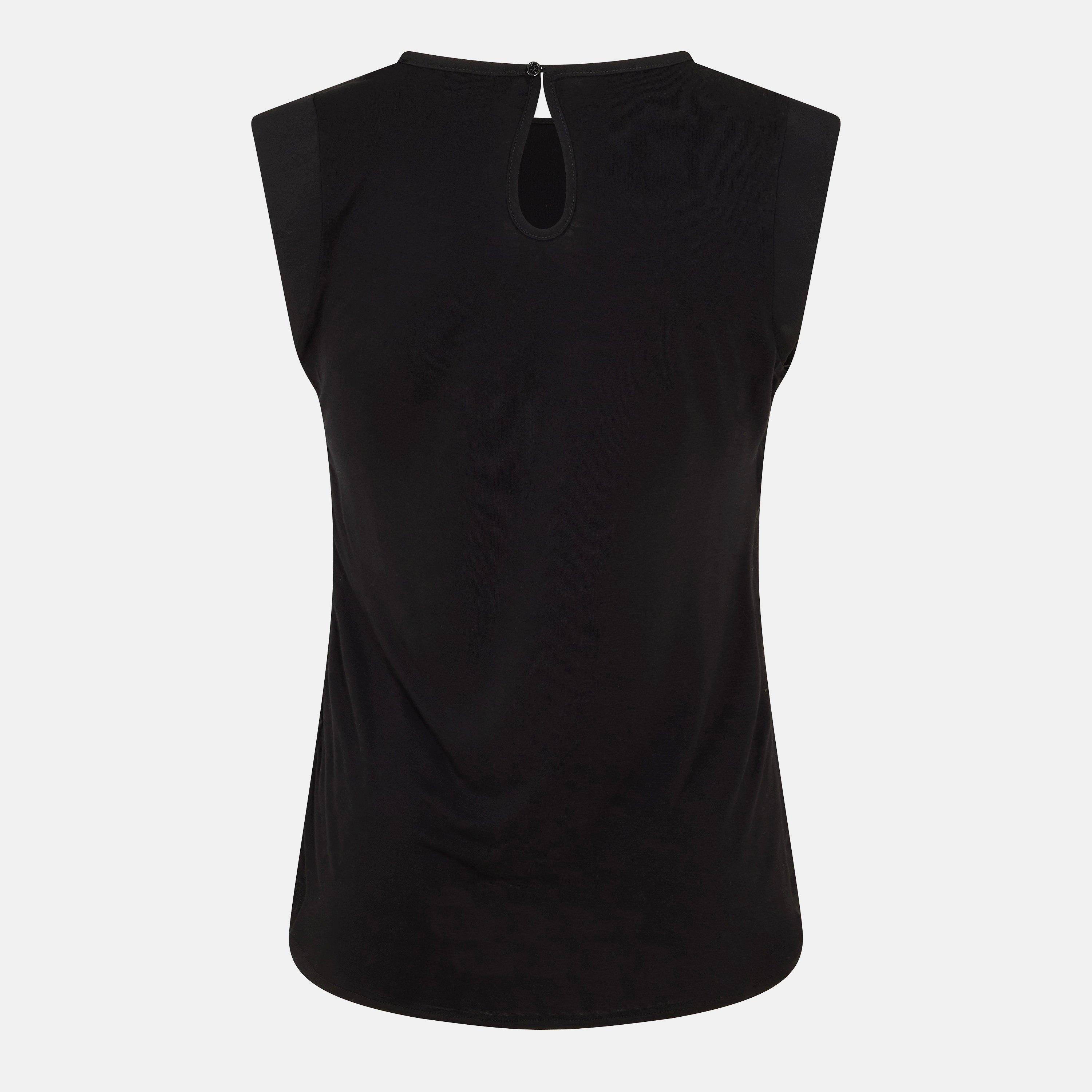 01-Black - French Connection - Polly Plains Capped Sleeve T-Shirt - 2