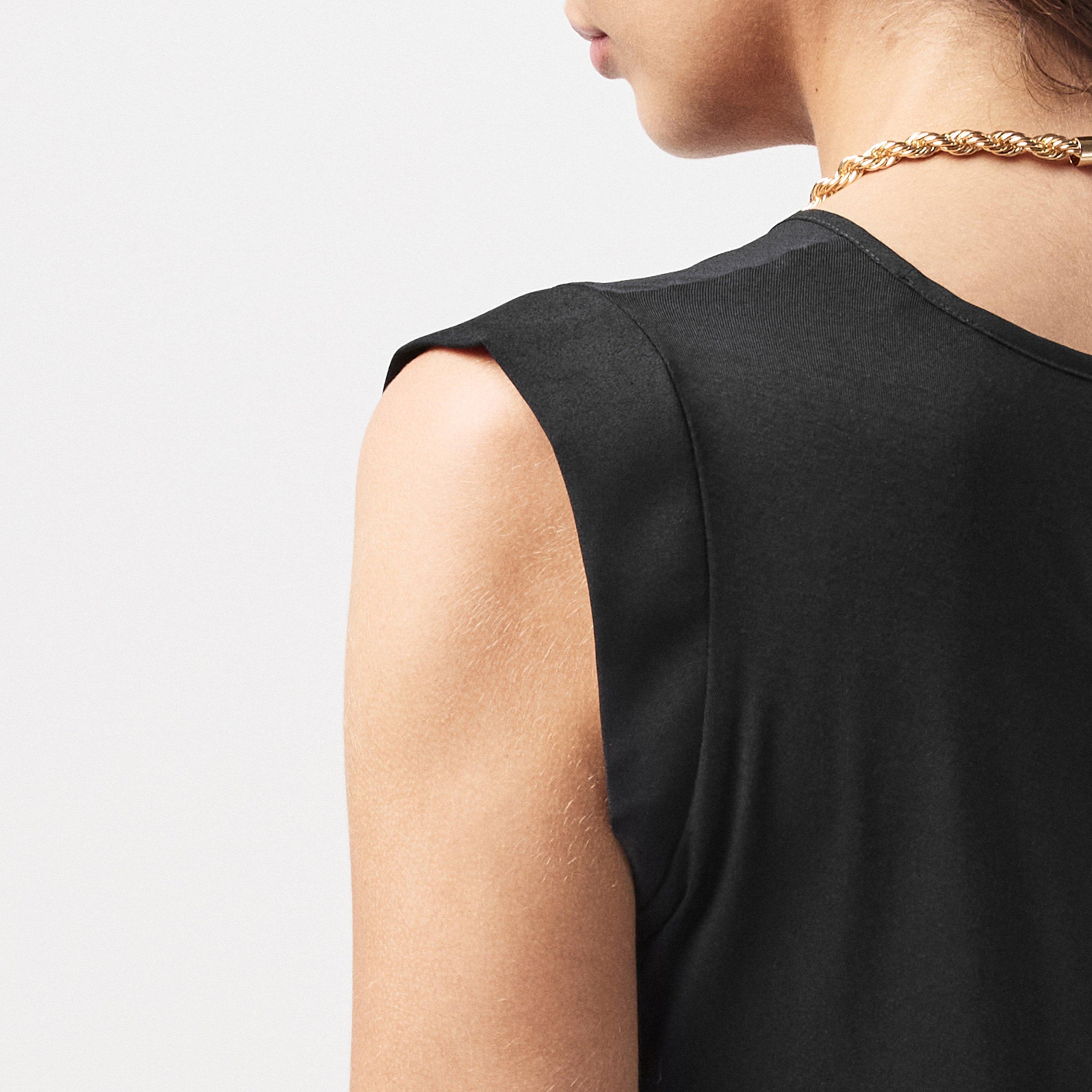 01-Black - French Connection - Polly Plains Capped Sleeve T-Shirt - 5