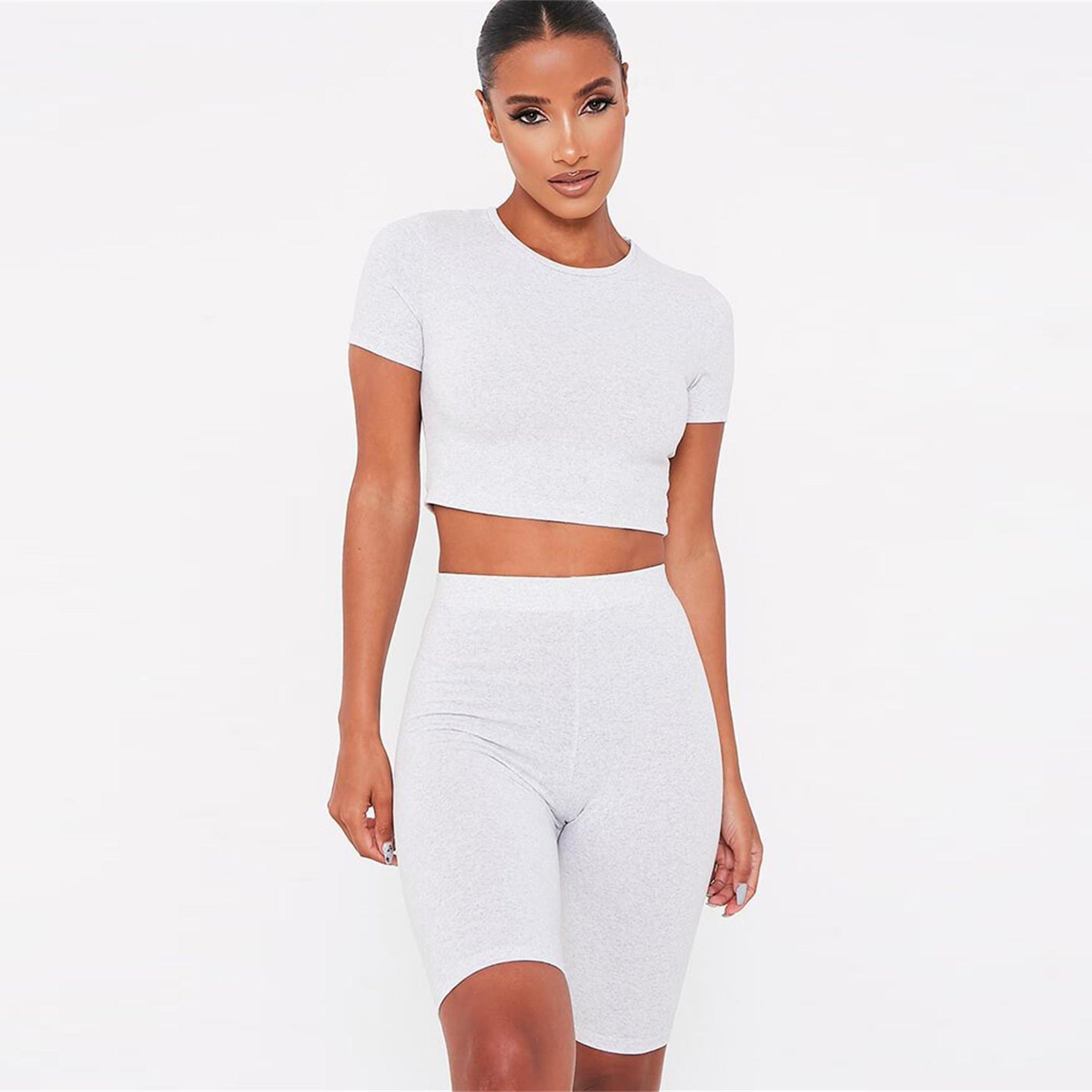 Grau - I Saw It First - ISAWITFIRST Cycling Short And Crop Top Set - 2
