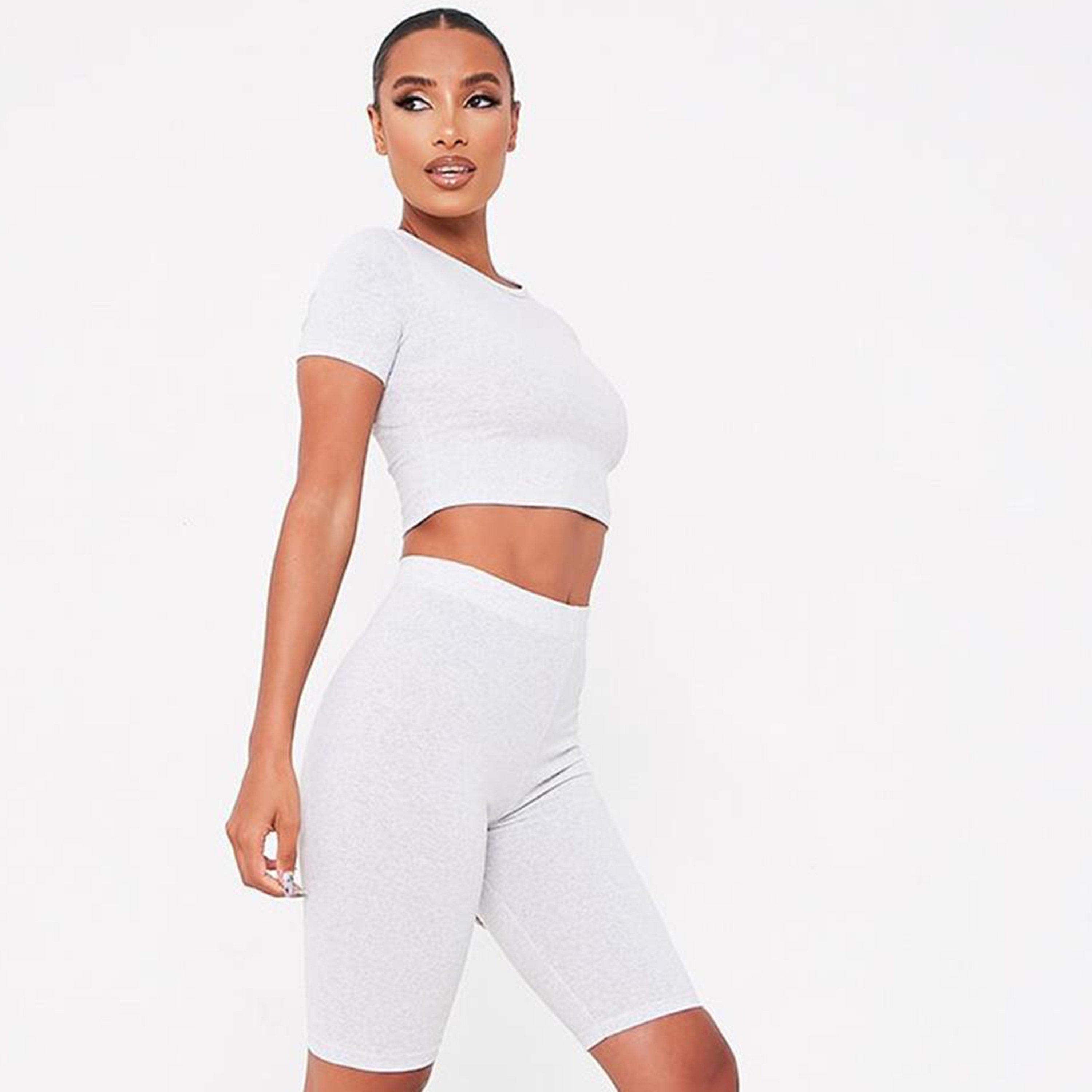 Grau - I Saw It First - ISAWITFIRST Cycling Short And Crop Top Set - 3