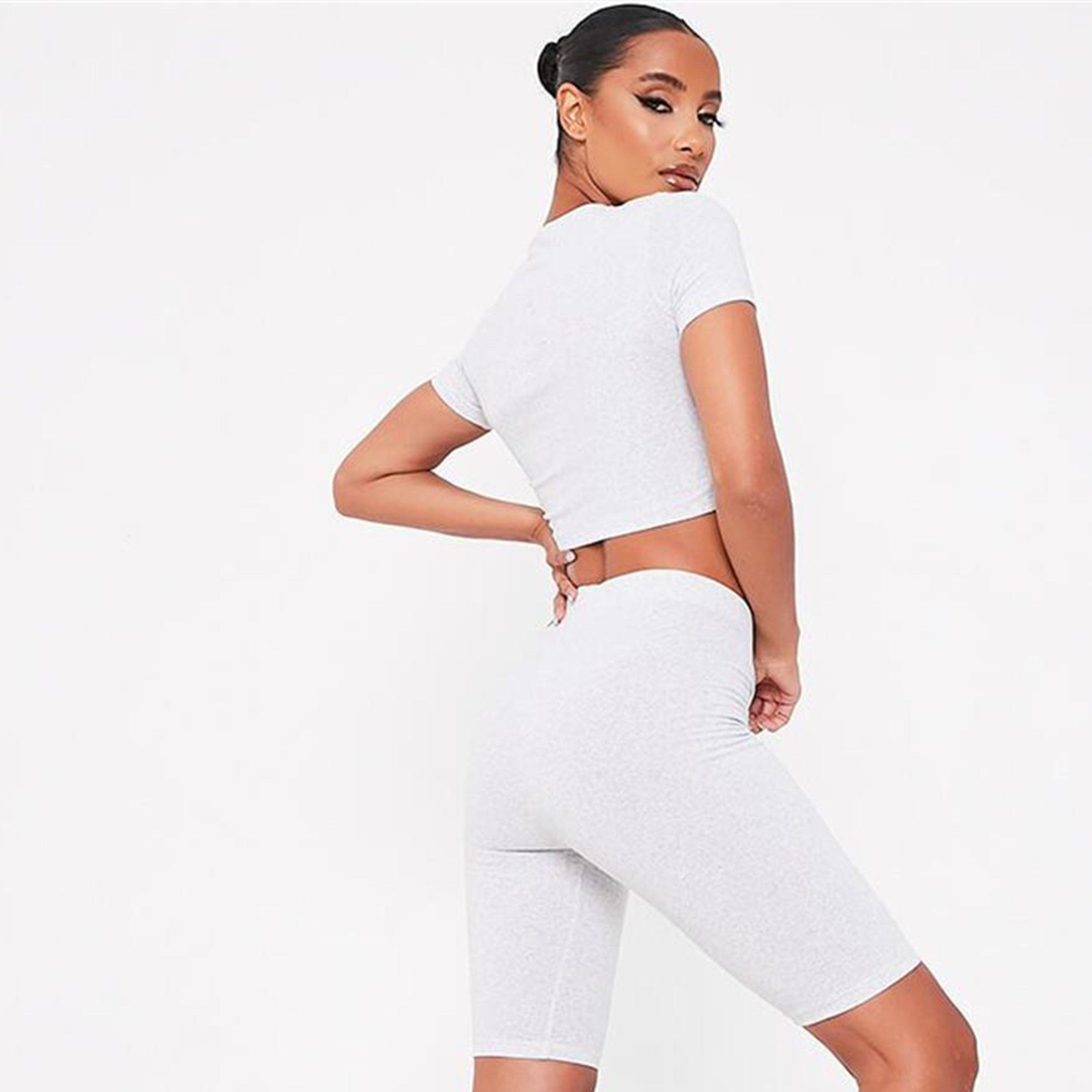 Grau - I Saw It First - ISAWITFIRST Cycling Short And Crop Top Set - 4