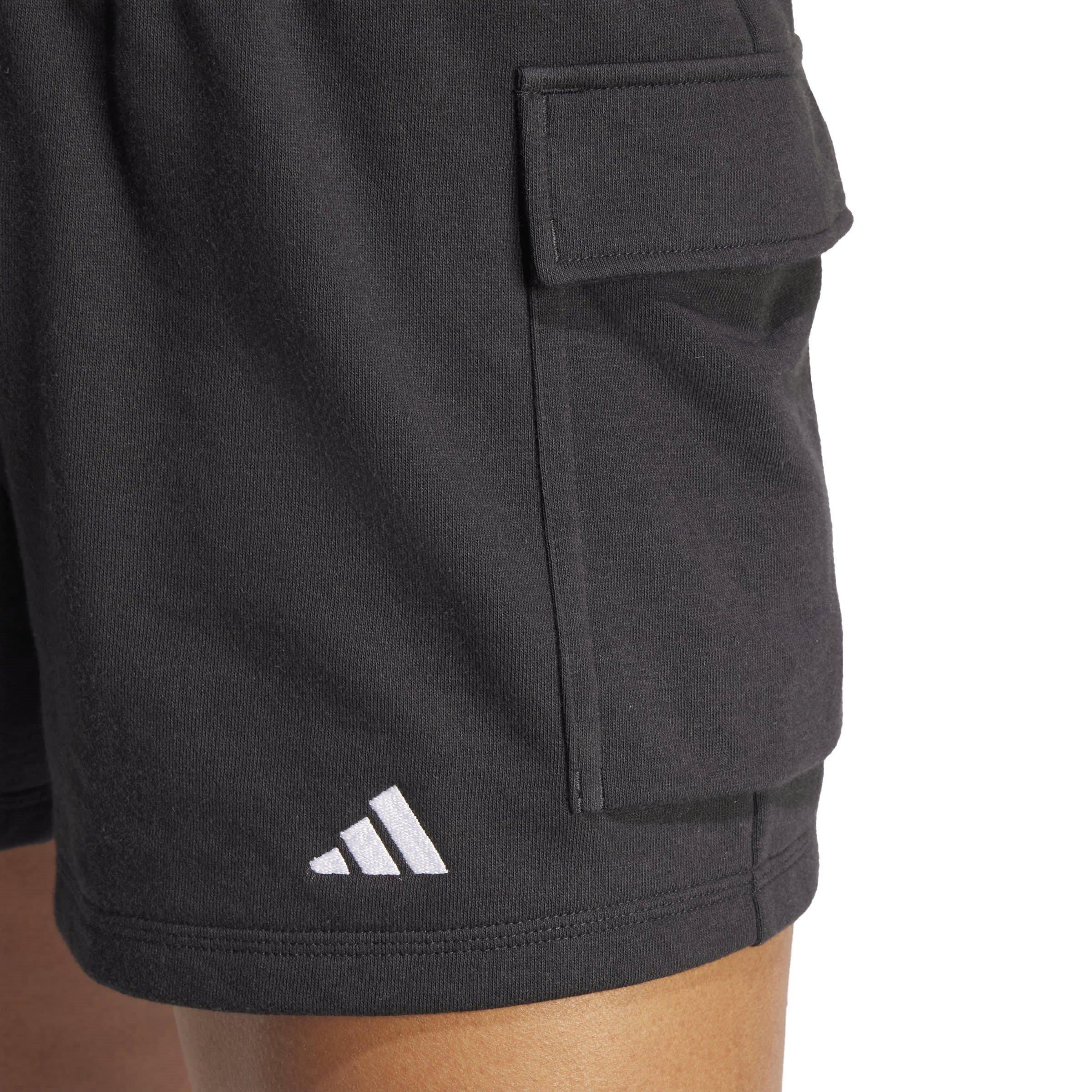 Schwarz/Weiß - adidas - Essentials Small Logo French Terry Cargo Shorts Womens - 5