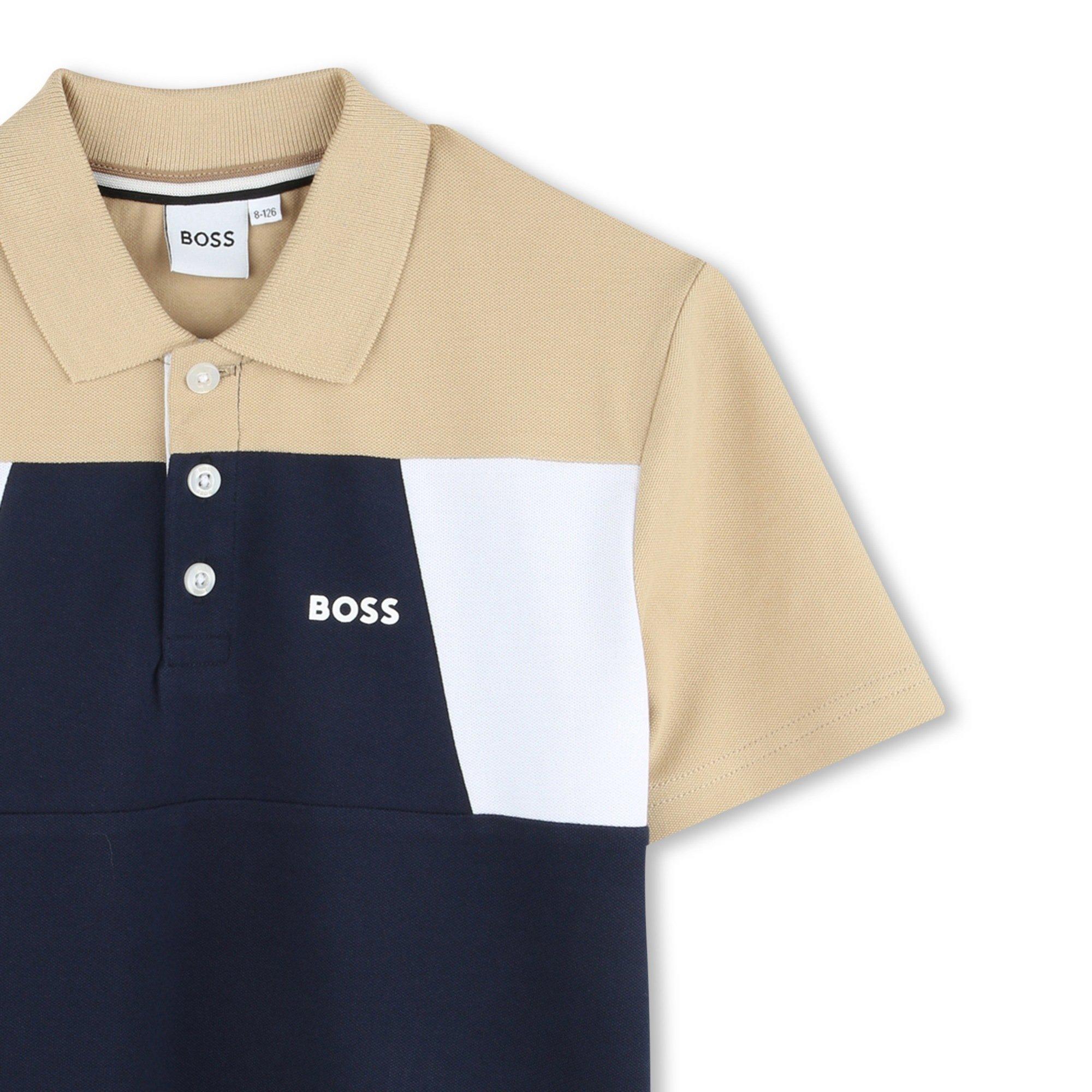 Navy 849 - Boss - Kids Colour Block Polo Shirt, Colour Block Design - 3