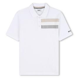 Boss Kids Stripe Print Polo Shirt