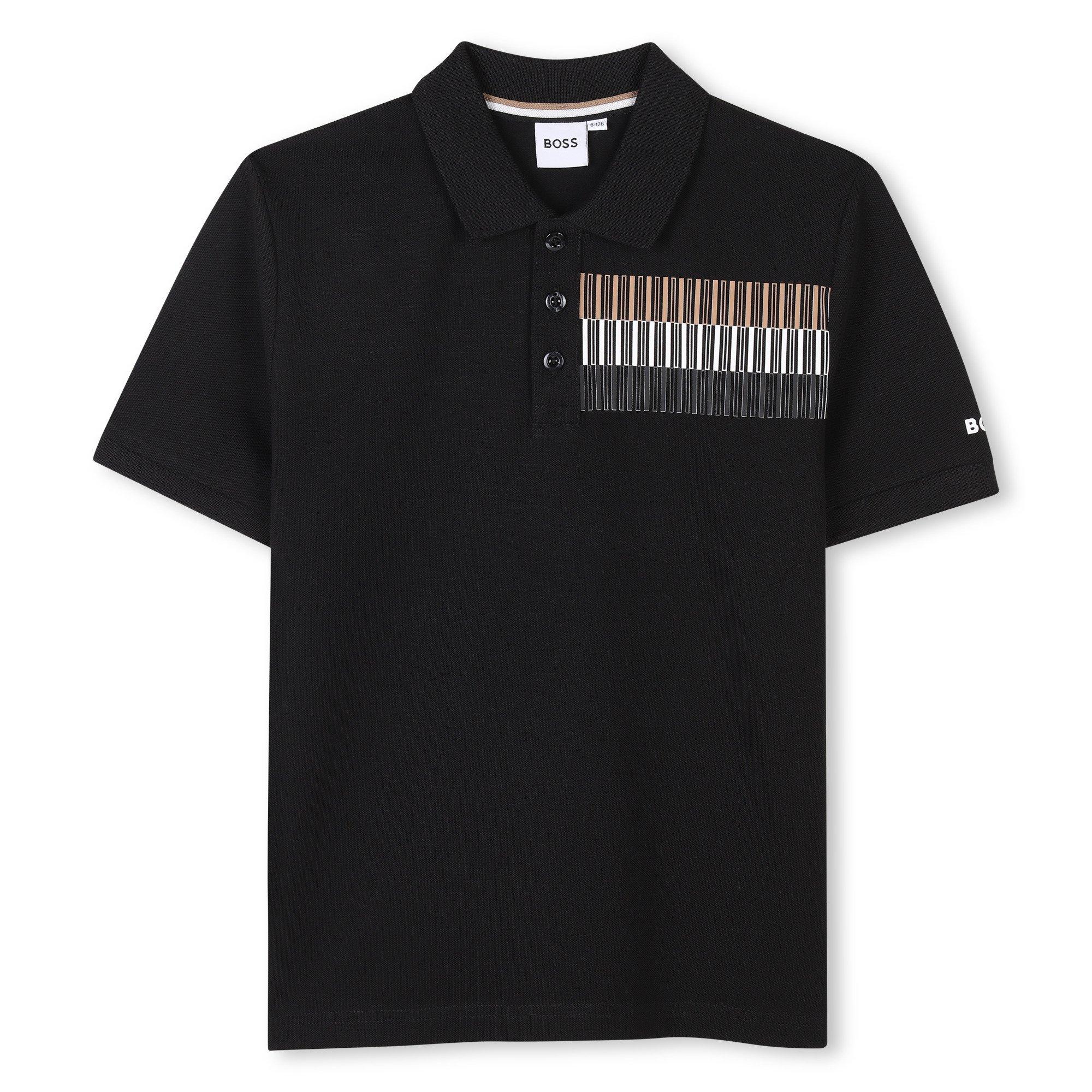 Boss  Black 09B Kids' Striped Lightweight Short Sleeve Polo Shirt - 12 Yrs