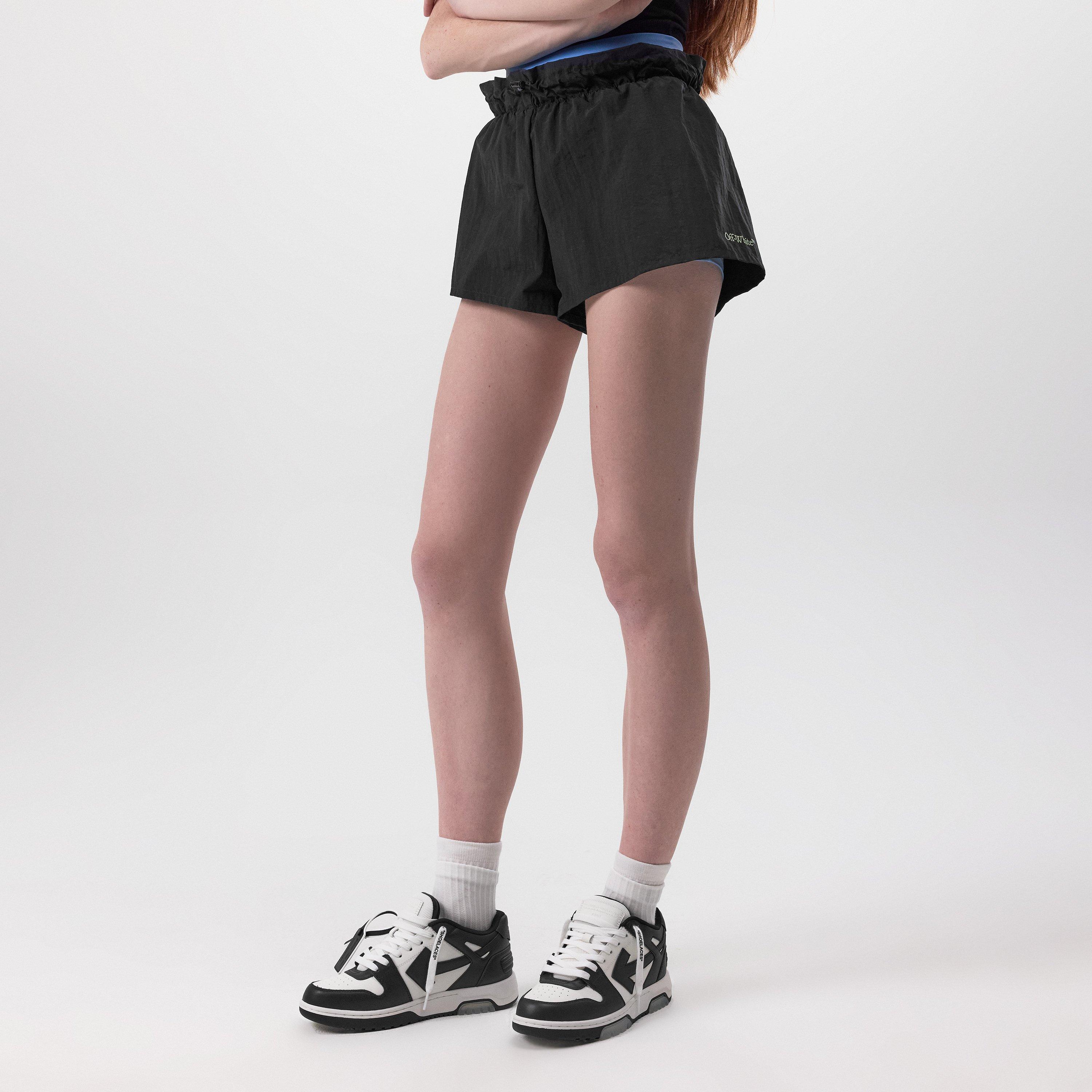 Black - Off White - Women's Nylon Shorts - 2