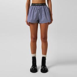 Palm Angels Logo Band Striped Shorts