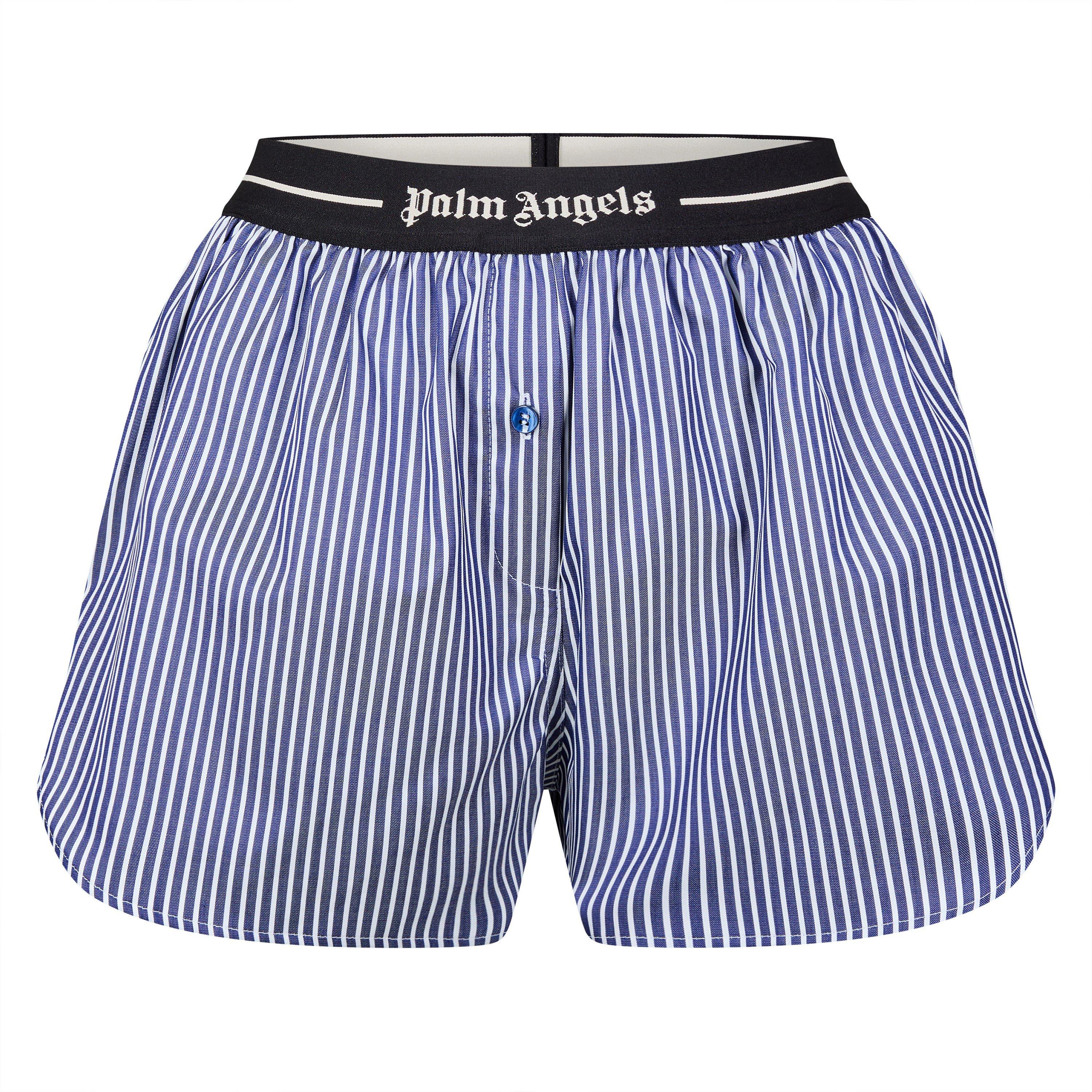 Blue - Palm Angels - Logo Band Striped Shorts - 5