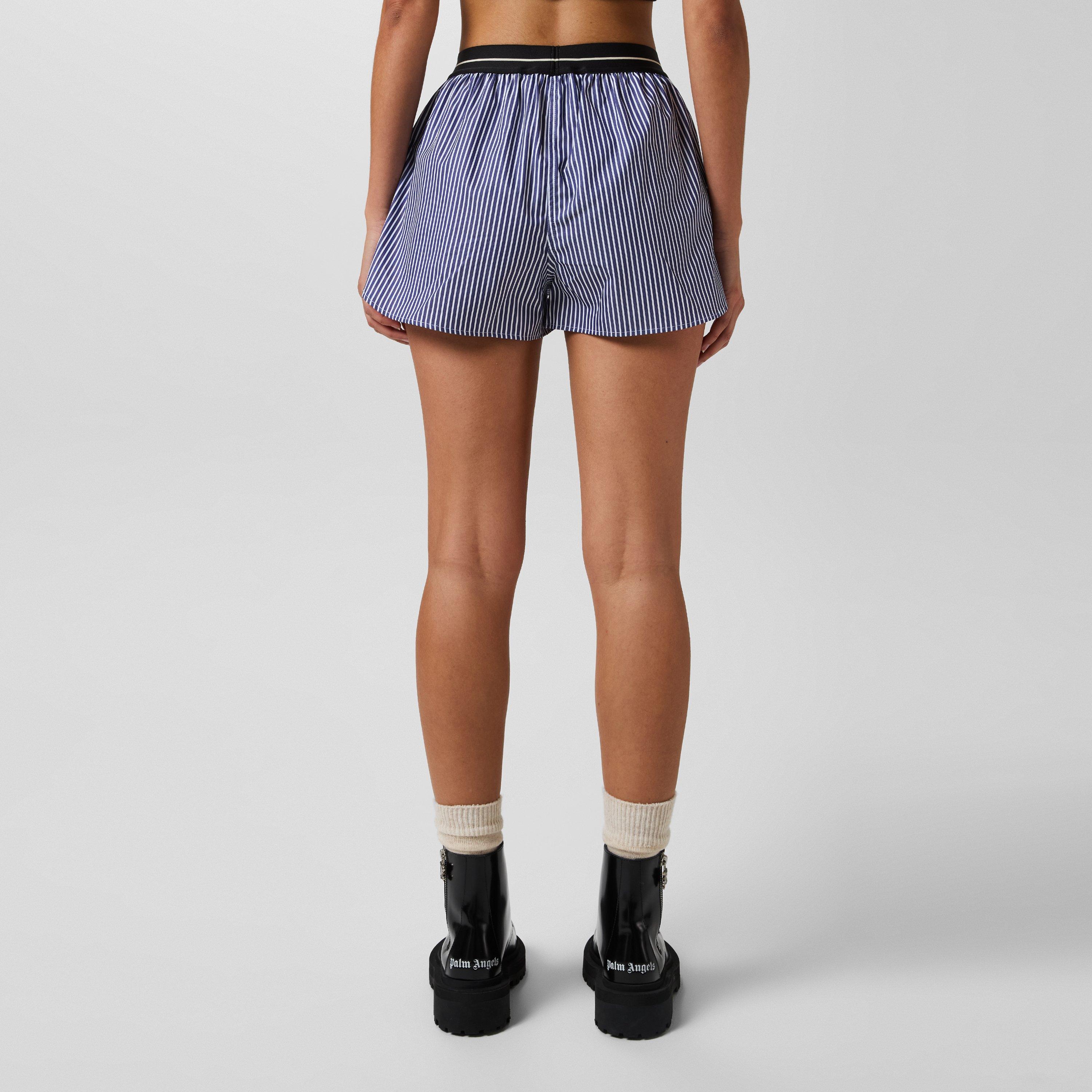 Blue - Palm Angels - Logo Band Striped Shorts - 3