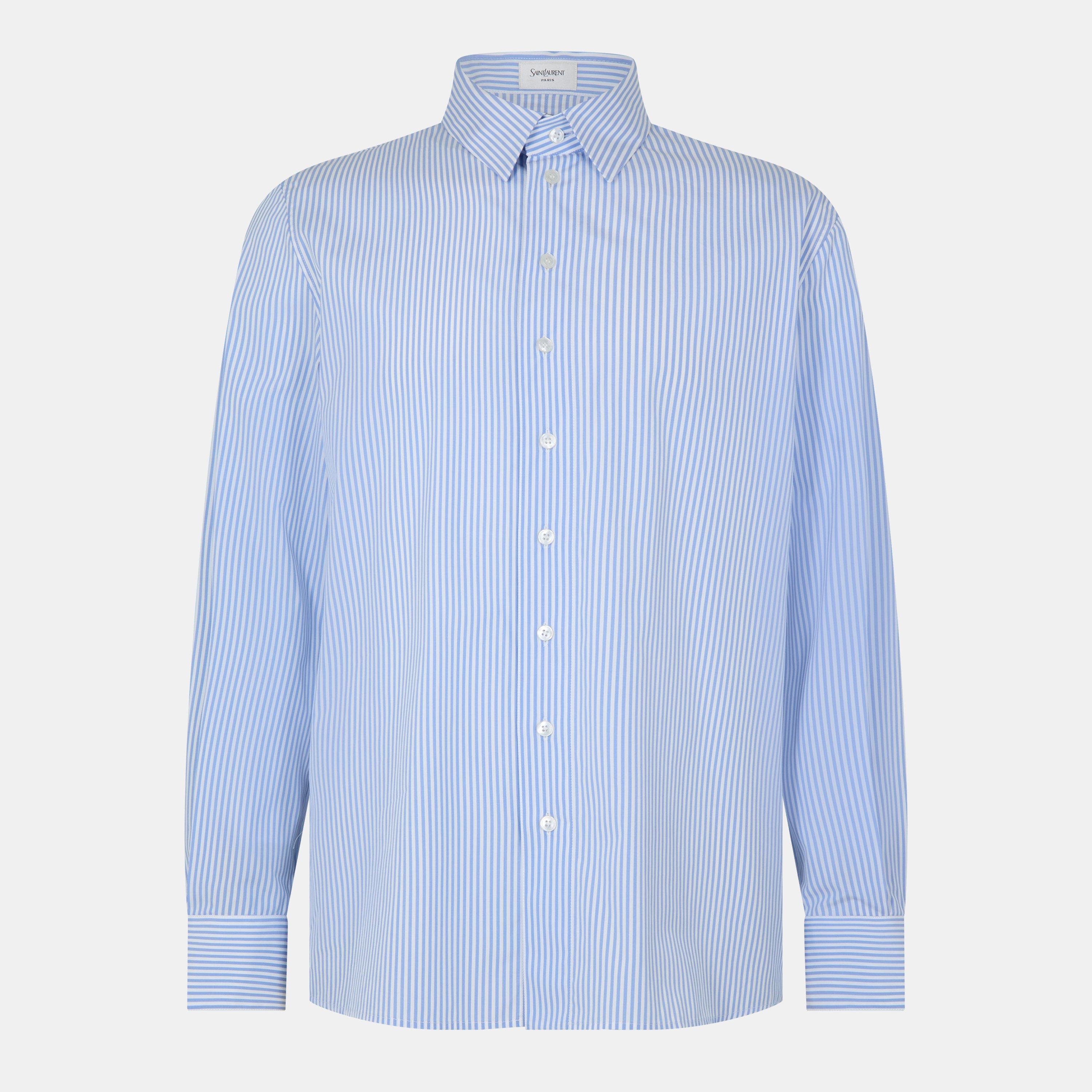 Blue/White - Saint Laurent - Striped Oxford Shirt - 1