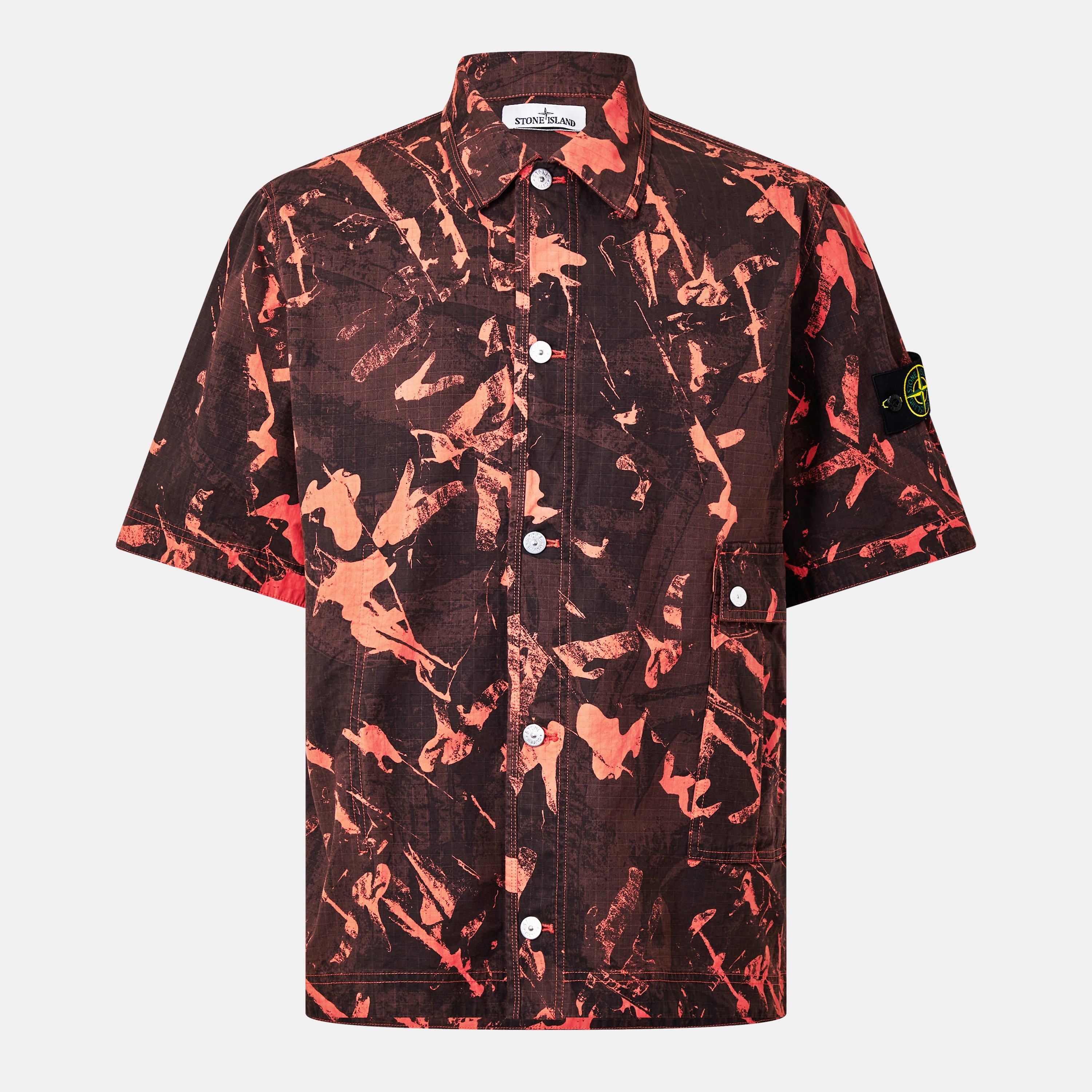 Stone Island Men's Camo Short Sleeve Shirt - Nero V0029 - L