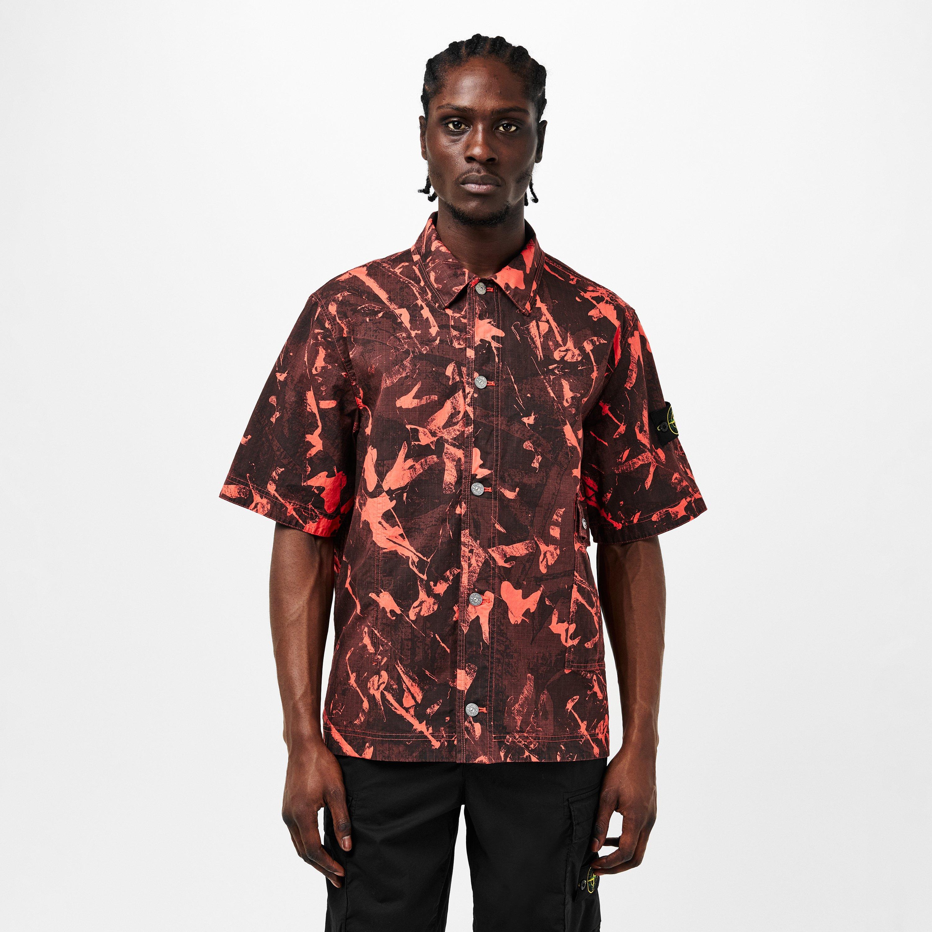 Nero V0029 - Stone Island - Men's Camo Short Sleeve Shirt - 3