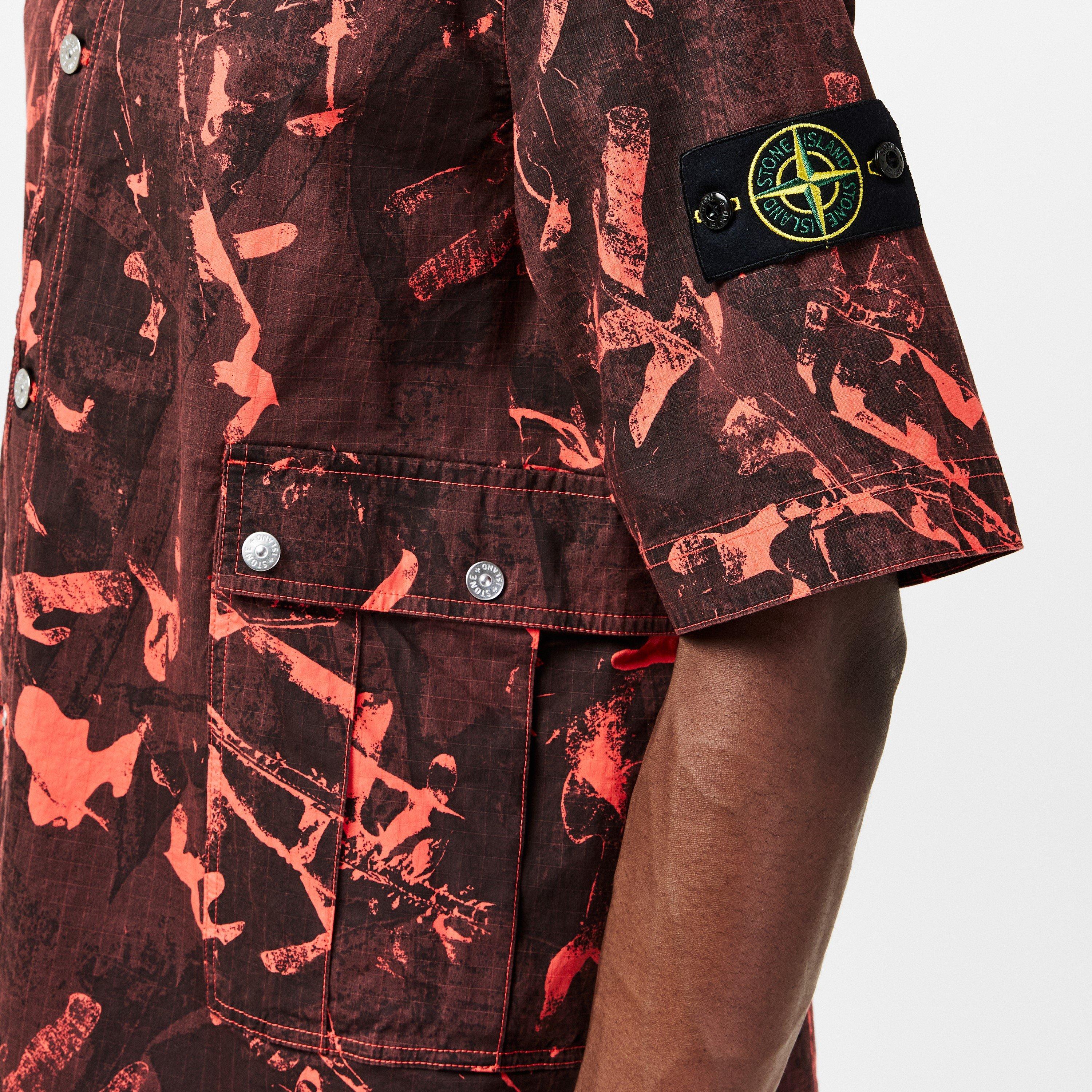 Nero V0029 - Stone Island - Men's Camo Short Sleeve Shirt - 5