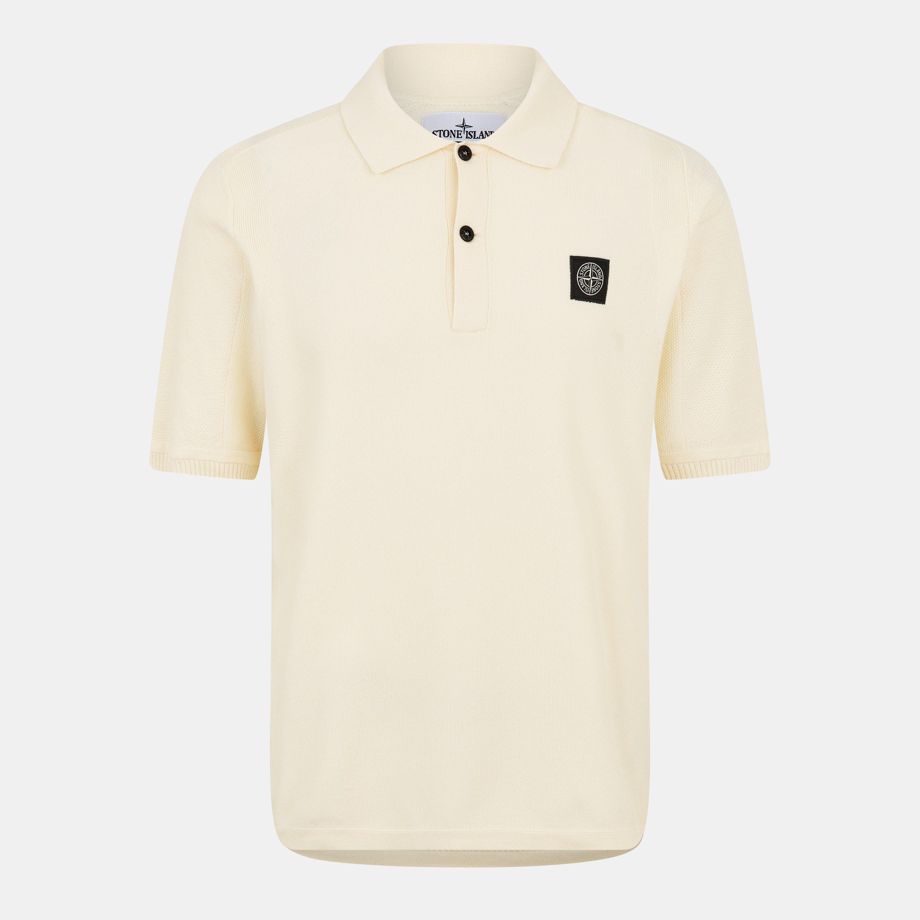 Stone Island Compass Patch Knit Polo Shirt | Cruise Fashion
