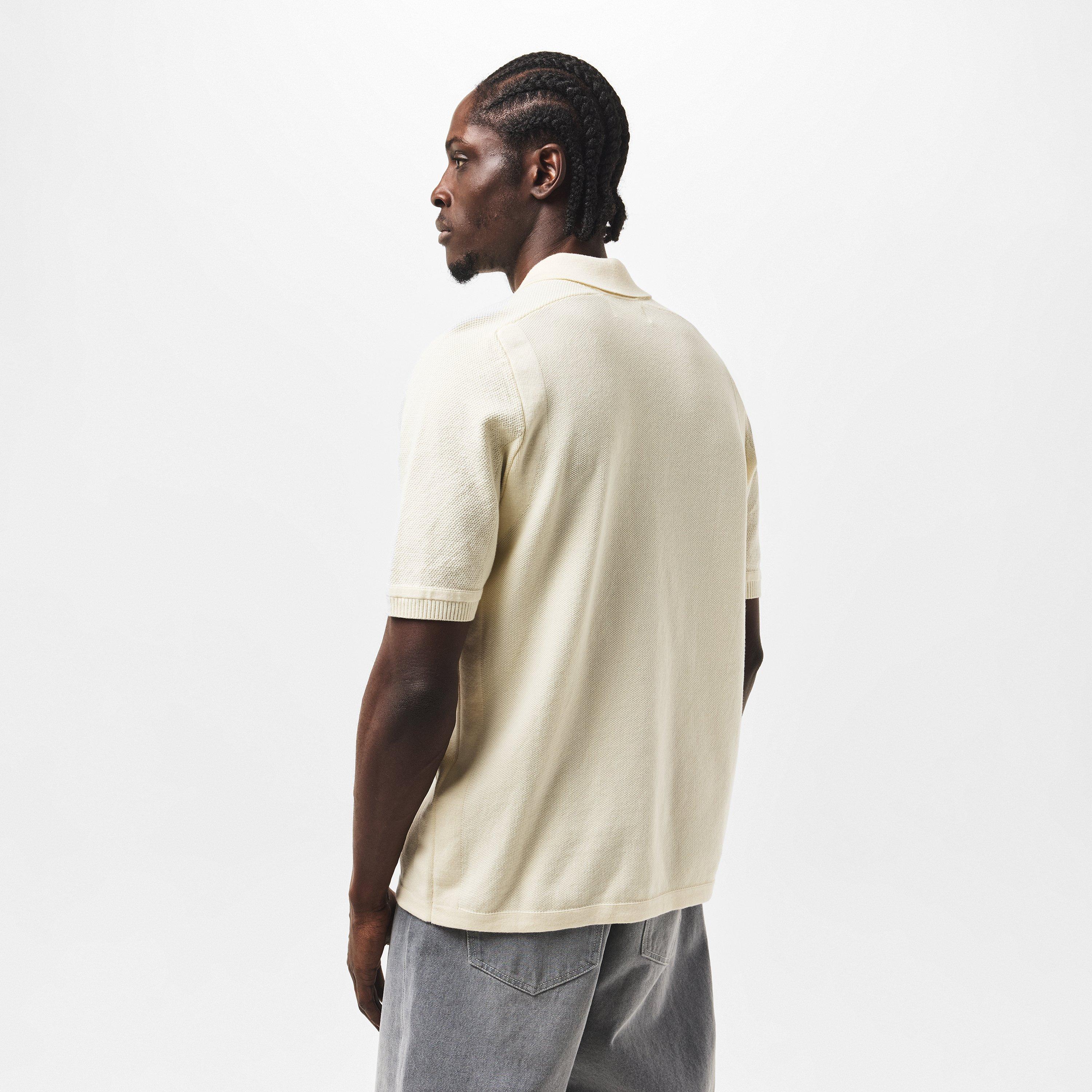 Avorio V0093 - Stone Island - Compass Patch Knit Polo Shirt - 4