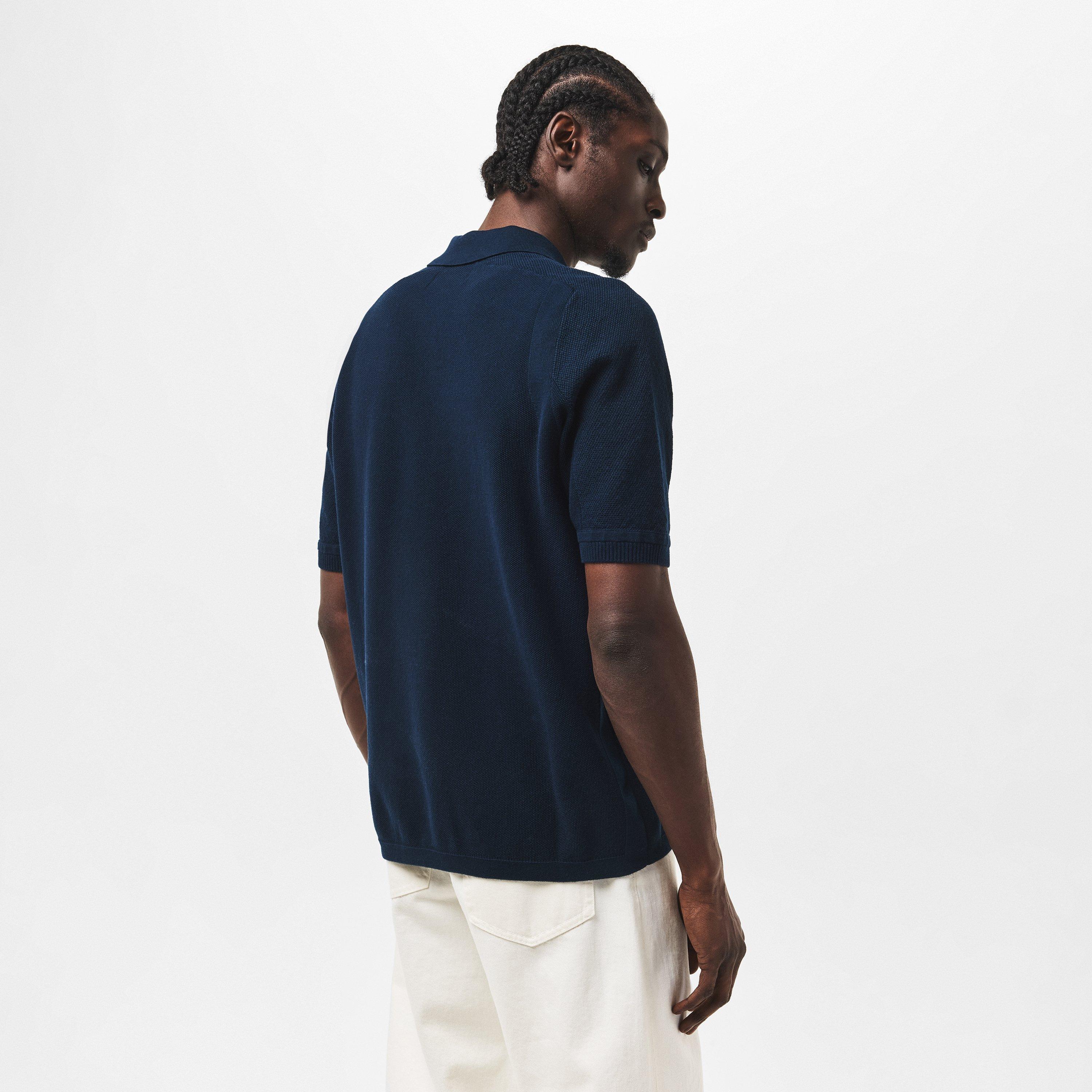 Blue V0020 - Stone Island - Compass Patch Knit Polo Shirt - 4