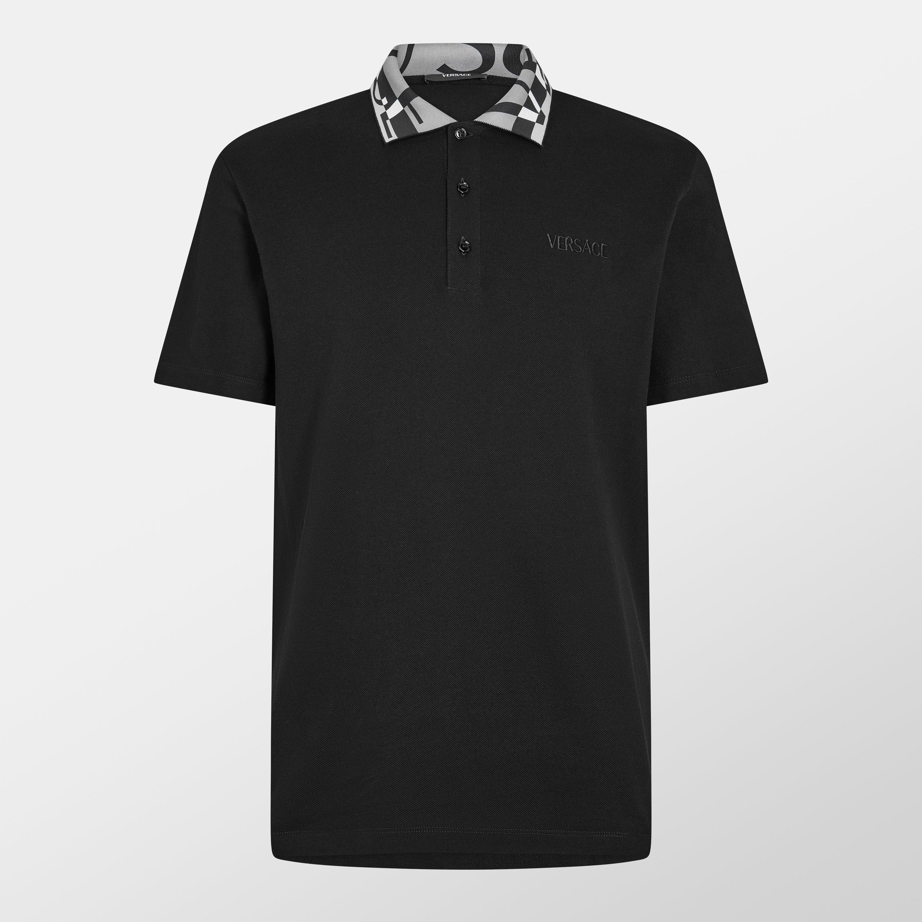 Versace Short Sleeve Polo Shirt - Black-White - L